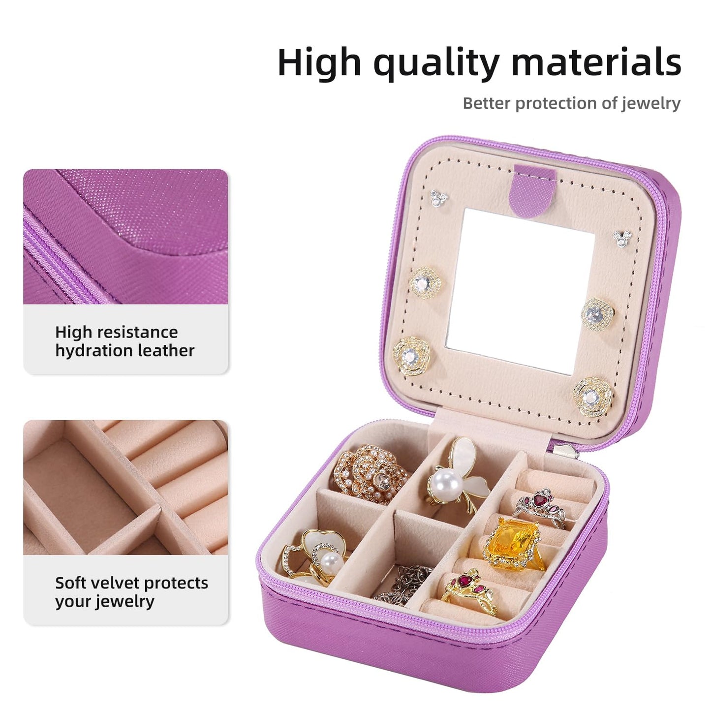 KElofoN Travel jewelry case Travel jewelry box Travel Jewelry Organizer Small box Gift for Girls Women with Mirror(Green)