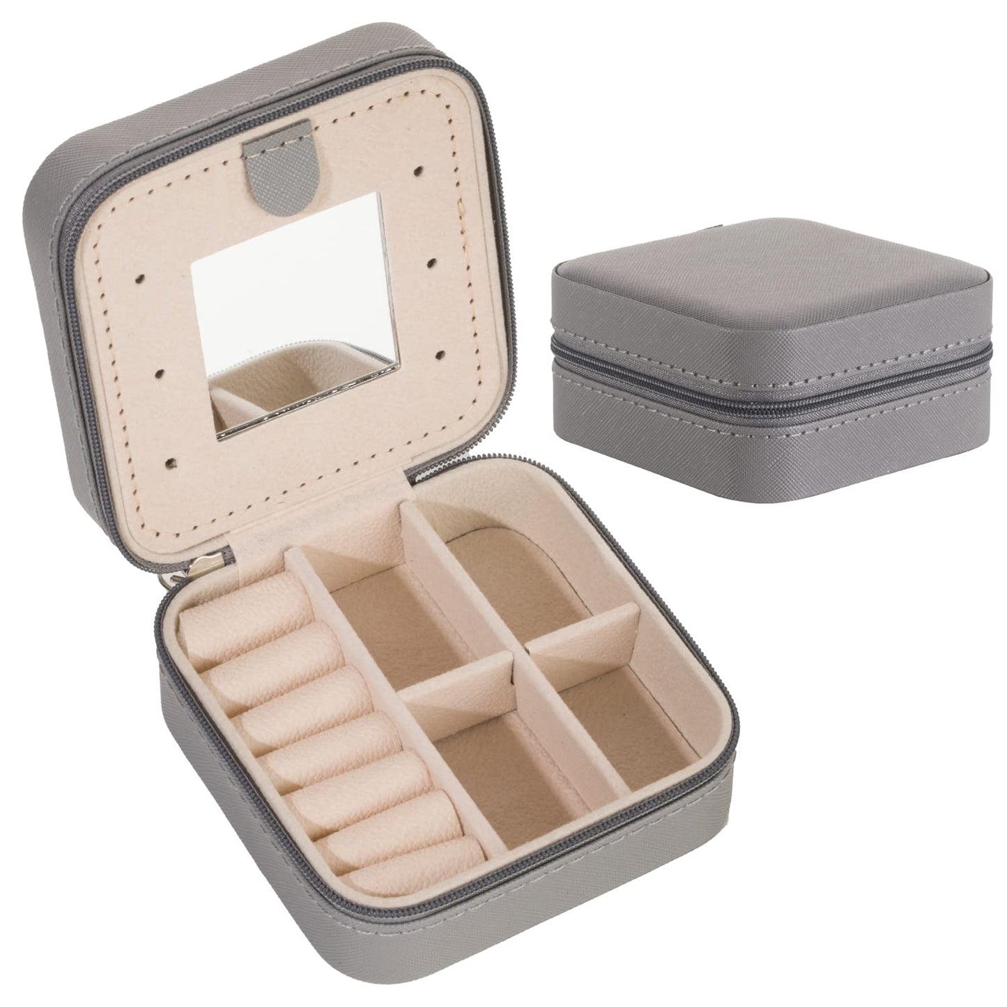 KElofoN Travel jewelry case Travel jewelry box Travel Jewelry Organizer Small box Gift for Girls Women with Mirror(Green)