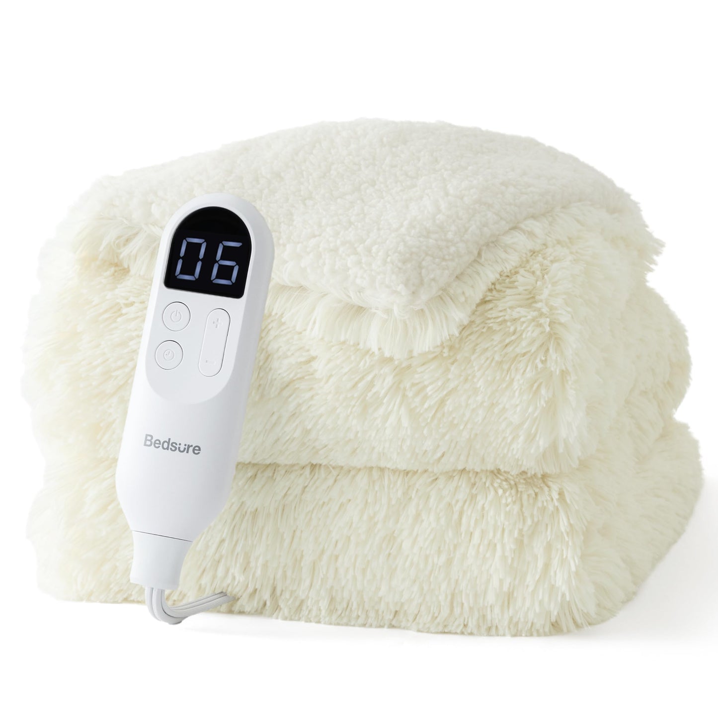 Bedsure Electric Blanket King Size - Dual Control Heated Weighted Blanket King with 10 Heat Settings, Fast Heating with 10 Time Settings (100x90 inches, Ivory)
