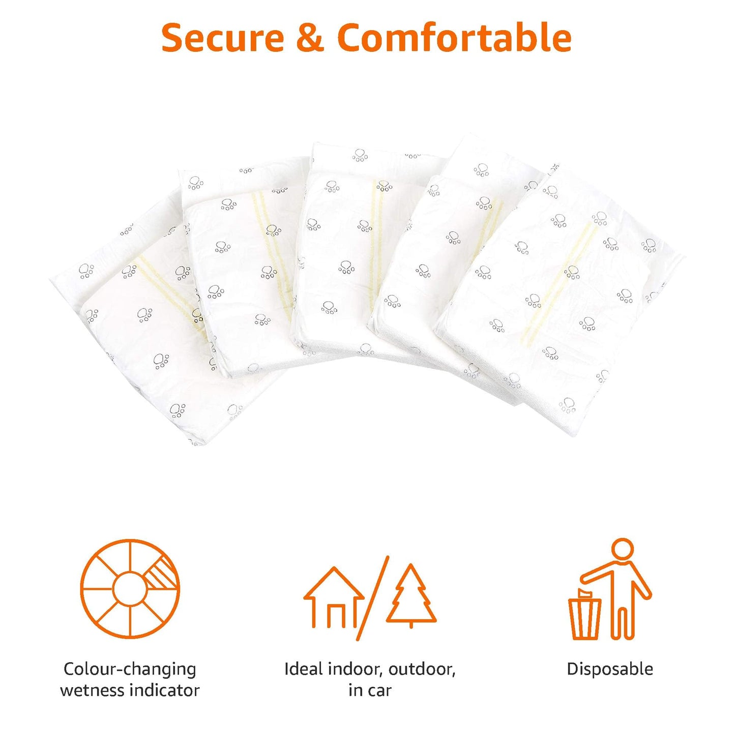 Amazon Basics Male Dog Diapers, 30 Count, Small, Ultra Absorbent Disposable Wrap with Secure Fit, Leakproof and Comfortable