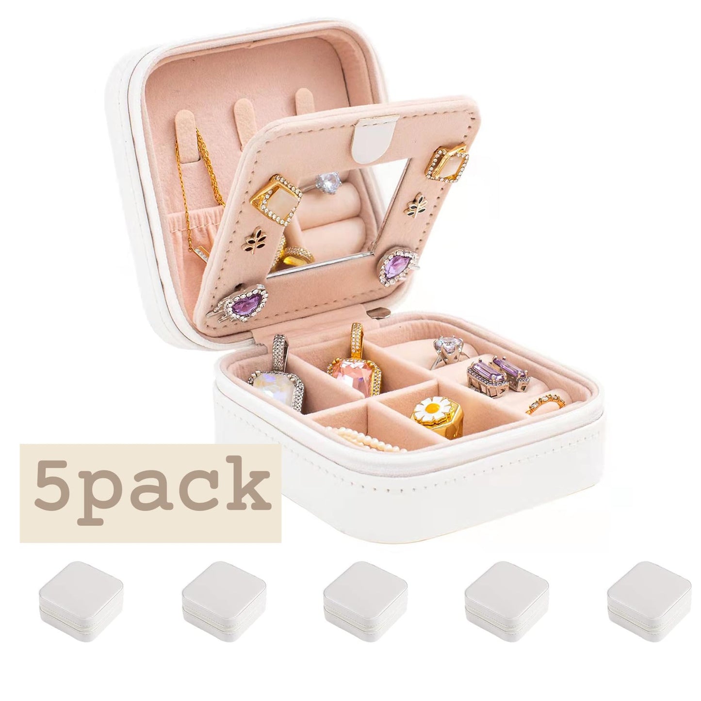 KElofoN Travel jewelry case Travel jewelry box Travel Jewelry Organizer Small box Gift for Girls Women with Mirror(Green)