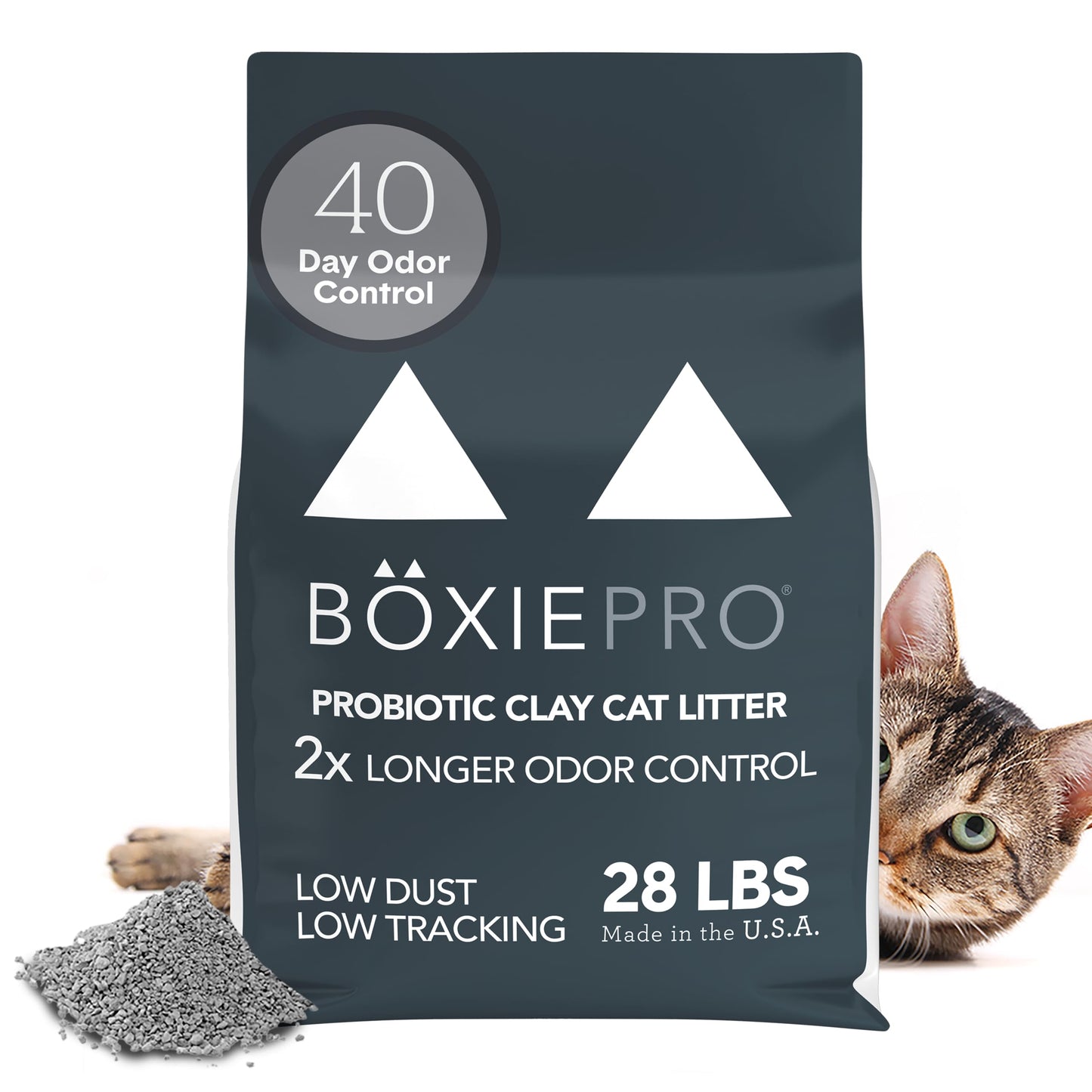 Boxie Probiotic Cat Litter, 40 Day Odor Control, Clumping Clay Kitty Litter, Odor Eliminating Probiotics, Dust-Free, No Fragrances No Fillers, 16 lb