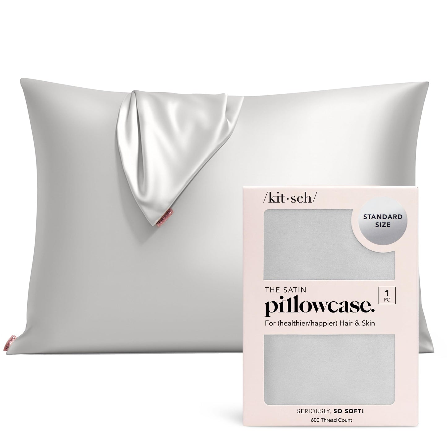 Kitsch Satin Pillowcase, Softer Than Silk Pillow Cases Queen, Cooling Pillow Covers, Satin Pillowcase w/Zipper for Hair, Skin & Quality Sleep, Wrinkle-Free & Smooth, Queen Size 19"x26", Cherry Print