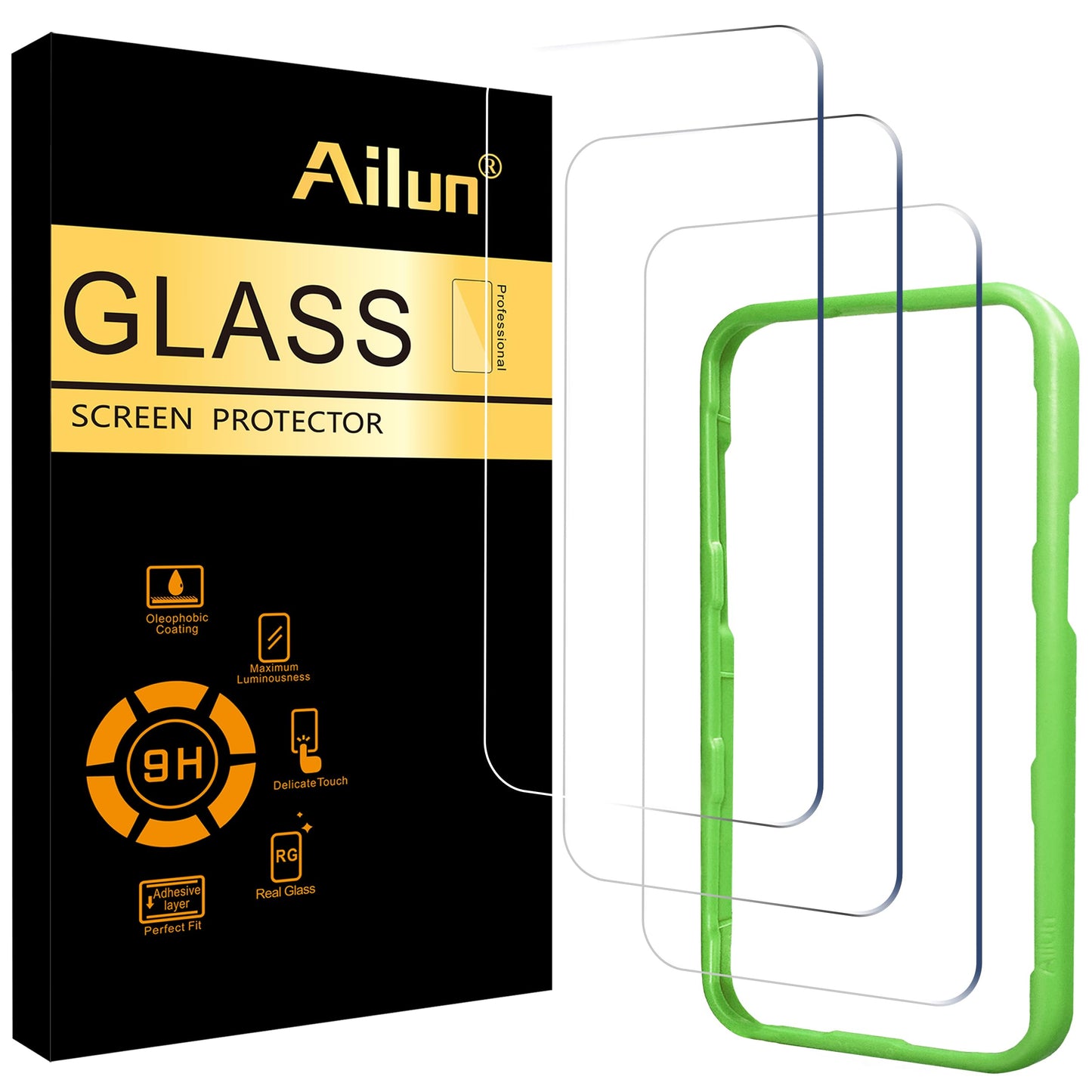 Ailun 3 Pack Screen Protector for iPhone 17 Pro Max [6.9 inch] with Installation Frame, Tempered Glass, Sensor Protection, Dynamic Island Compatible, Case Friendly