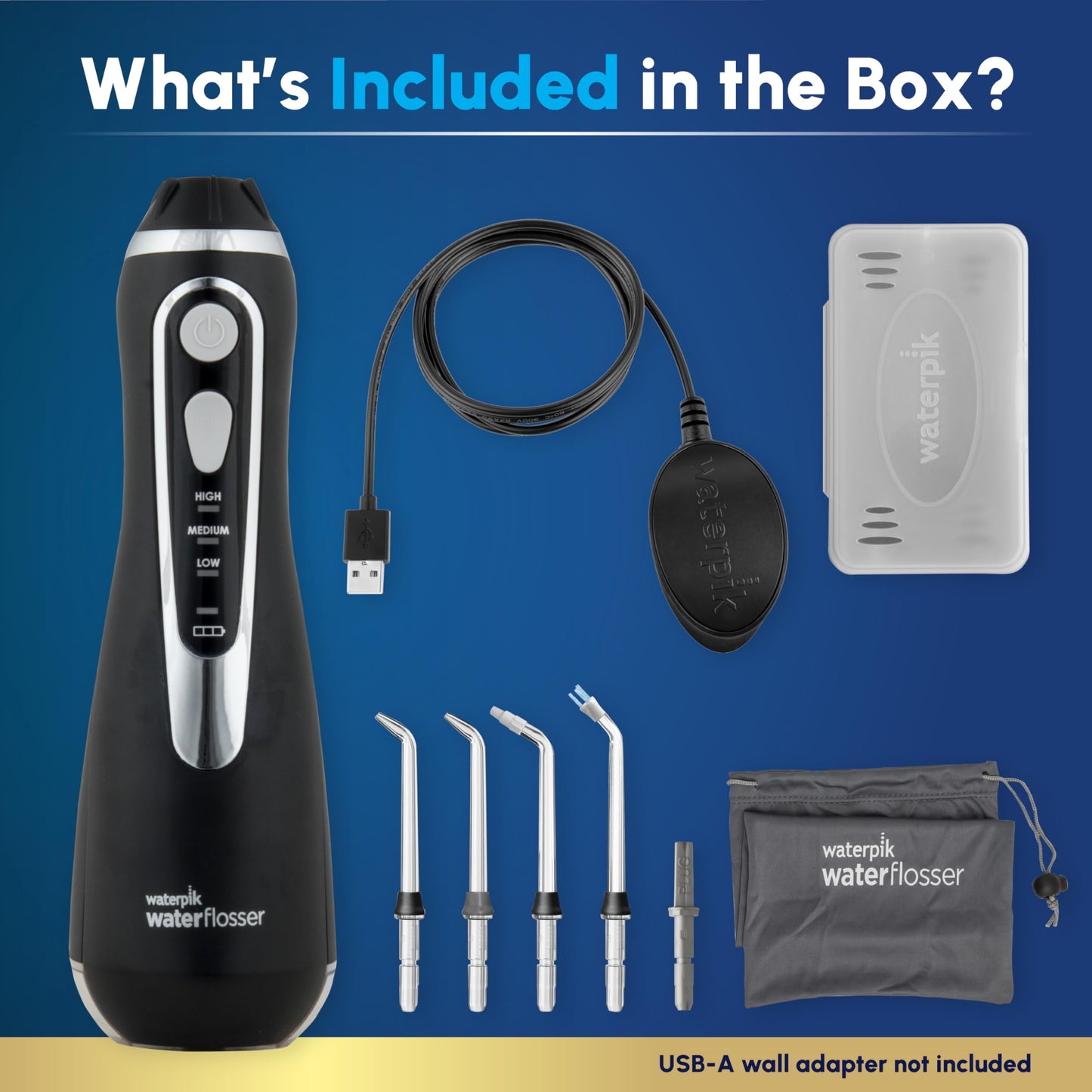 Waterpik Cordless Advanced 2.0 Water Flosser For Teeth, Gums, Braces, Dental Care With Travel Bag and 4 Tips, ADA Accepted, Rechargeable, Portable, and Waterproof, White WP-580, Packaging May Vary