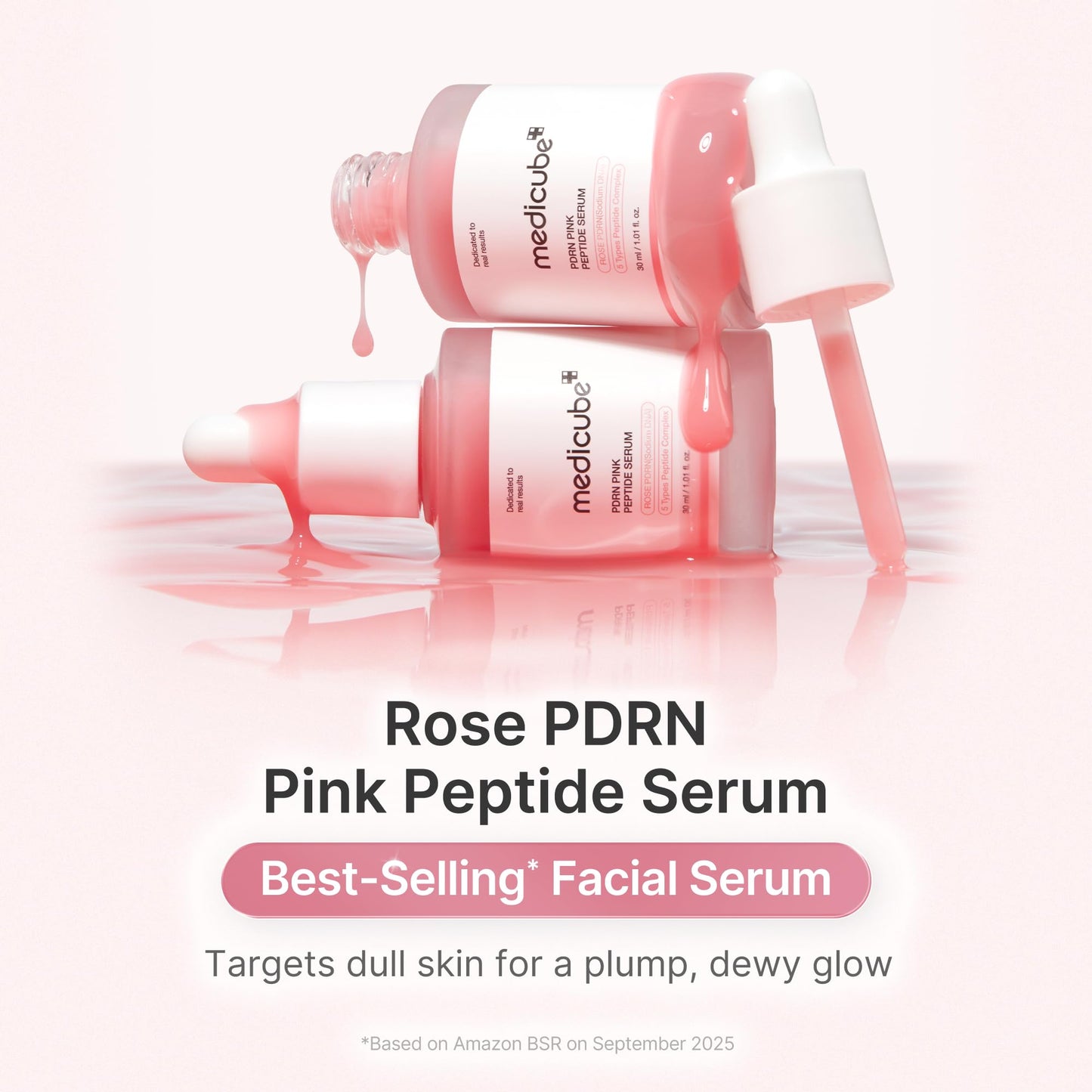 medicube Salmon DNA PDRN Pink Peptide Serum, Pink glow serum, Peptide, Niacinamide, Hydrating & Moisturizing & Firming, Uneven Skin Tone, Korean Skincare | 1.01 fl.oz. (1.01 fl.oz., Salmon DNA PDRN)