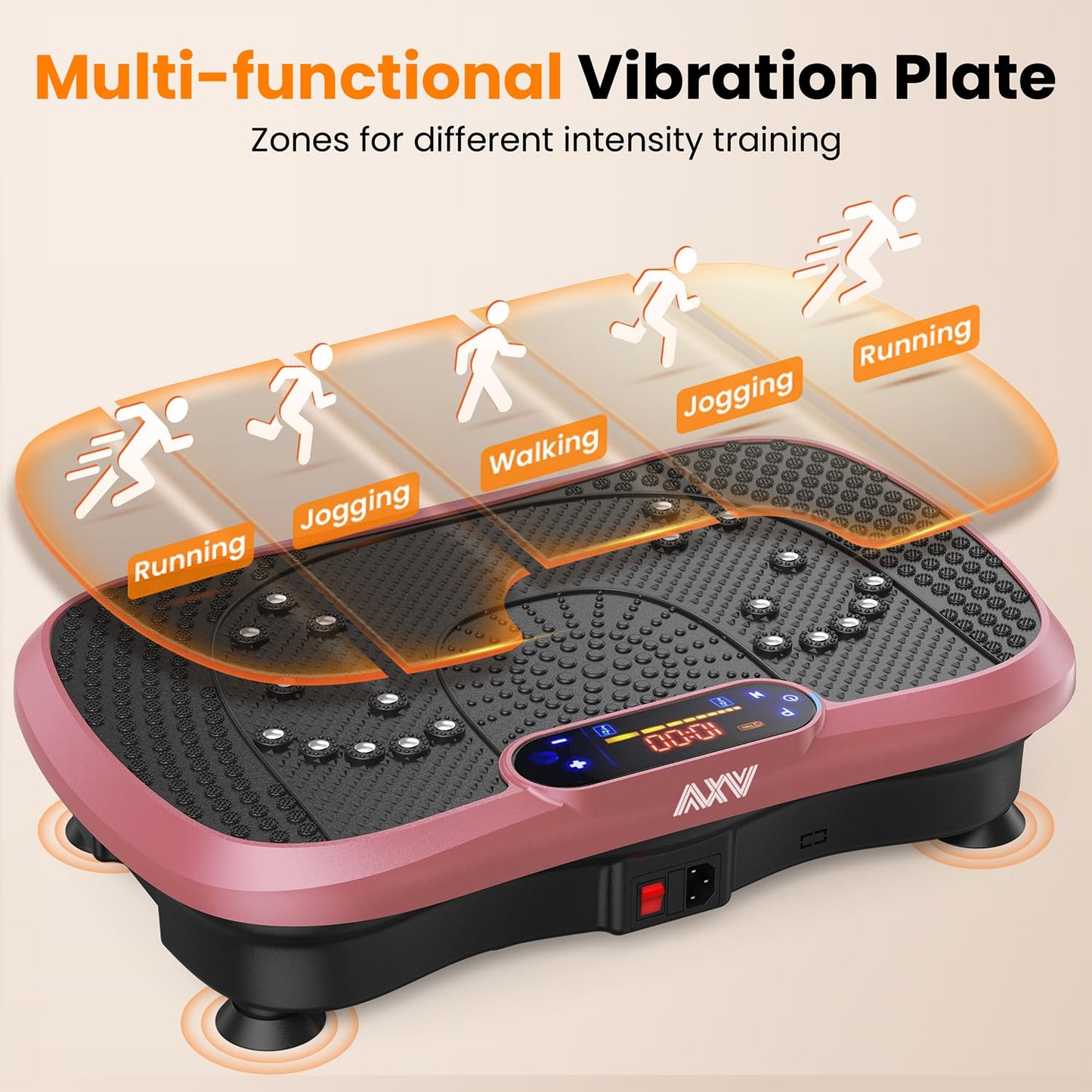 AXV Vibration Plate Fitness Platform Exercise Machine Vibrating Shaking Full Body Shaker Workout Vibrate Stand Shake Board Sport Gym for Weight Loss Fat Burner for Women Men