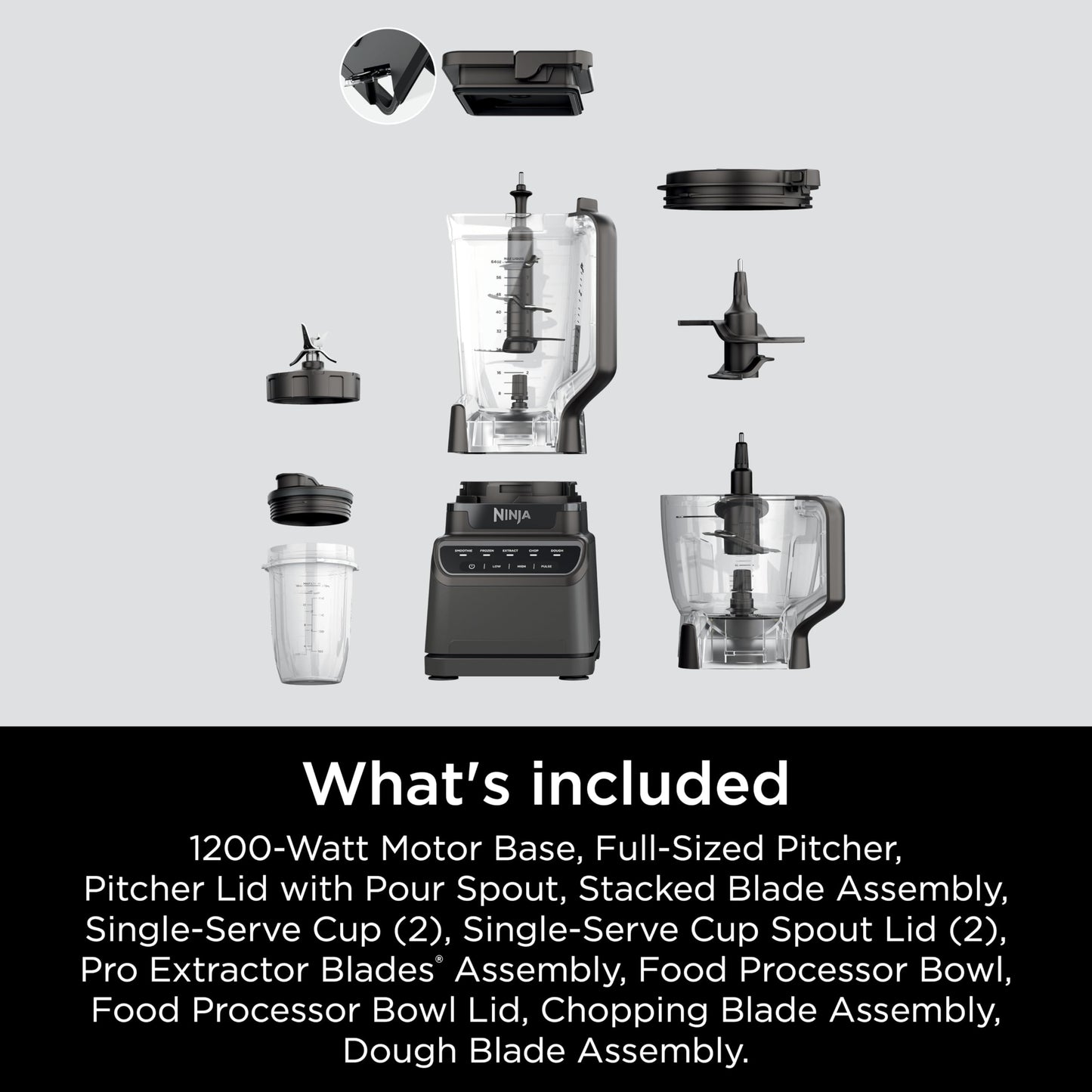 Ninja Mega Kitchen System, 1500W, 72 oz. Full-Size Blender & 8-Cup Food Processor with (2) 16 oz. To-Go Cups, Total Crushing Technology - Smoothies, Ice Crushing, Purees, Dough & More, Black, BL770