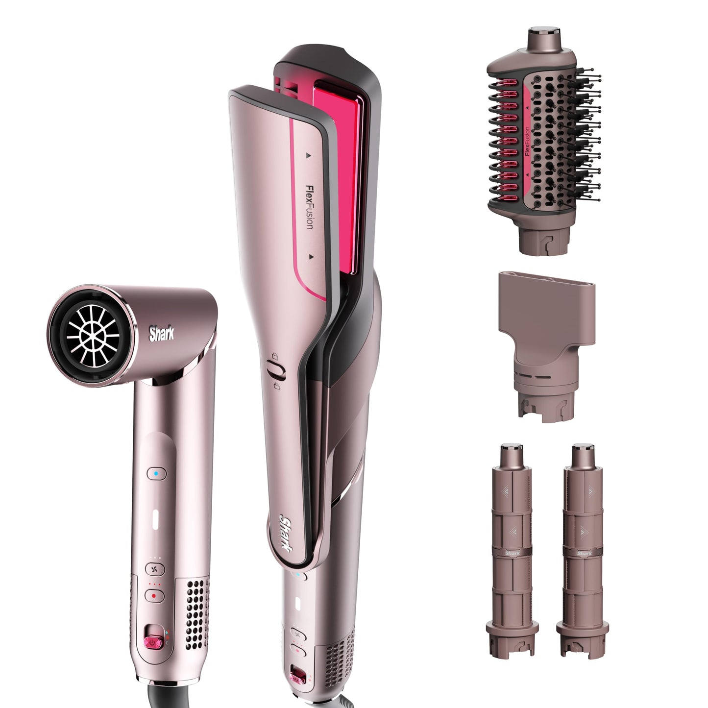 Shark HD430 FlexStyle Air Styling & Drying System, Powerful Hair Dryer Brush & Multi-Styler with Auto-Wrap Curlers, Paddle Brush, Oval Brush, Concentrator Attachment, Stone