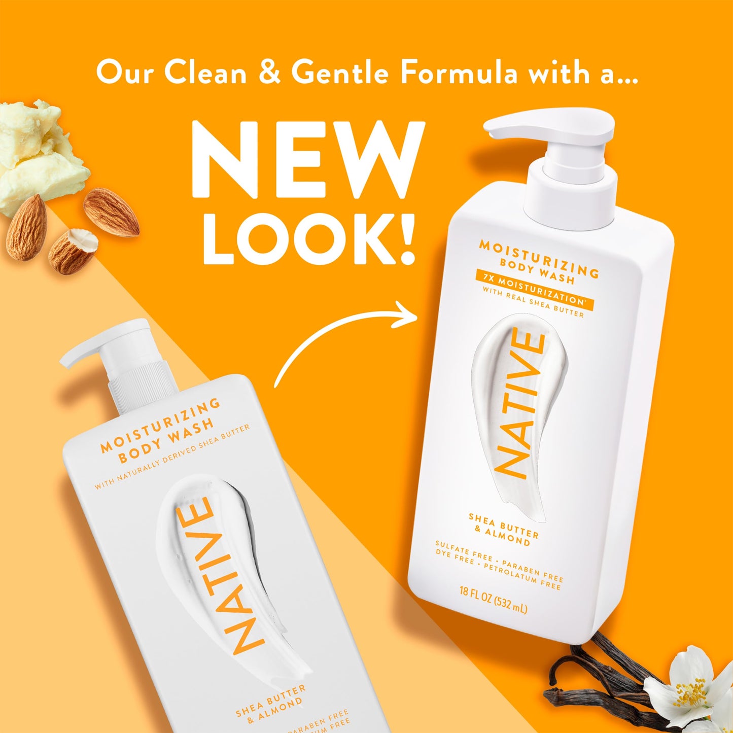 Native Moisturizing Body Wash Contains Naturally Derived Ingredients | for Women & Men, Sulfate, Paraben, & Dye Free Leaving Skin Soft & Hydrated | Cocoa Butter & Vanilla 18 oz