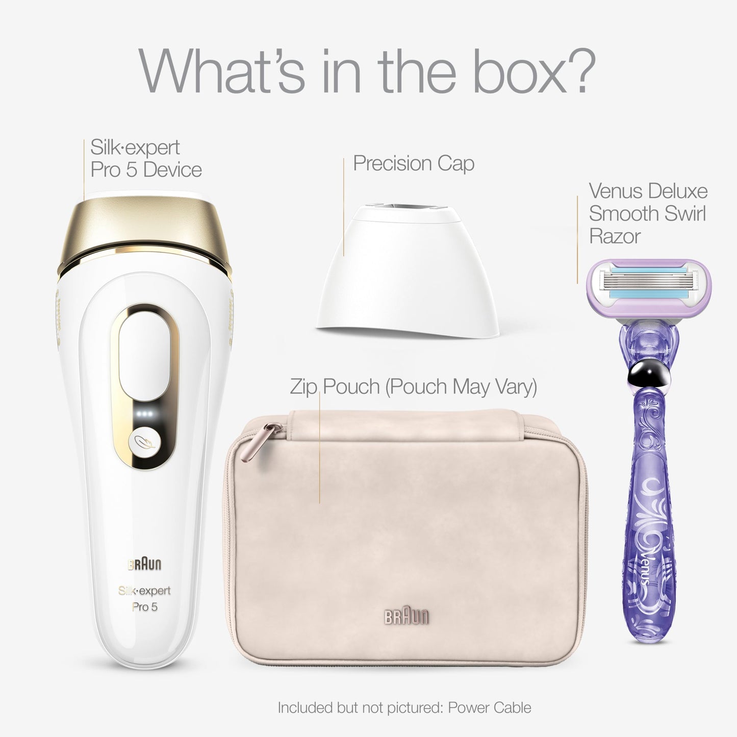 Braun IPL at Home Laser Hair Removal for Women and Men, Silk Expert Pro 5 PL5137 with Venus Swirl Razor, Permanent Visible Hair Reduction in Hair Regrowth for Body & Face, Corded, PL5137