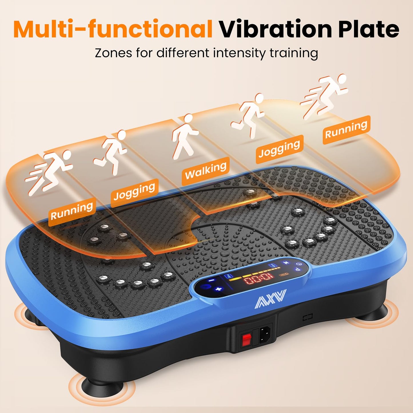 AXV Vibration Plate Fitness Platform Exercise Machine Vibrating Shaking Full Body Shaker Workout Vibrate Stand Shake Board Sport Gym for Weight Loss Fat Burner for Women Men