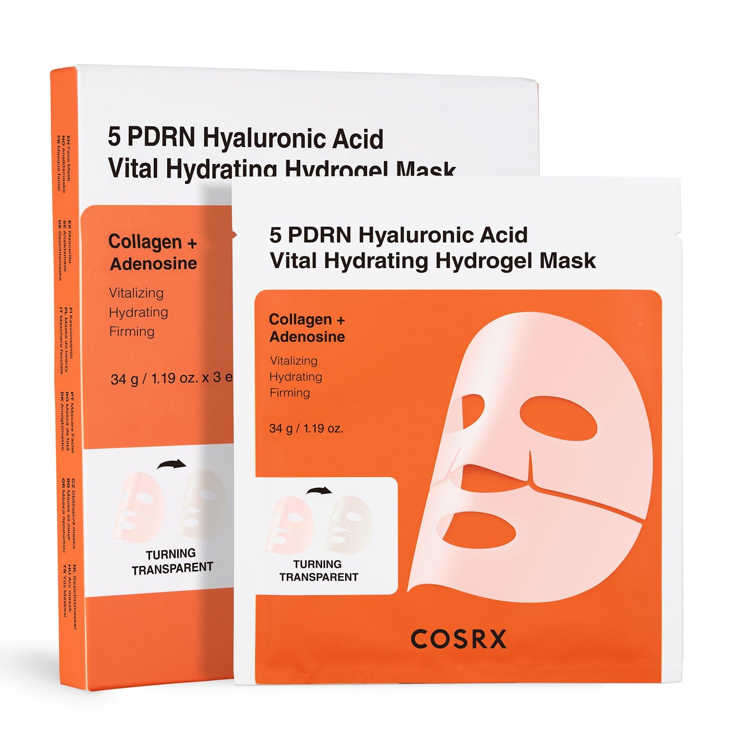COSRX Advanced Snail Mucin Glass Glow Hydrogel Face Masks Skincare 3 EA, Collagen Face Mask, Travel Essentials, Overnight Face Mask, Korean Skin Care, Stocking Stuffers for Women