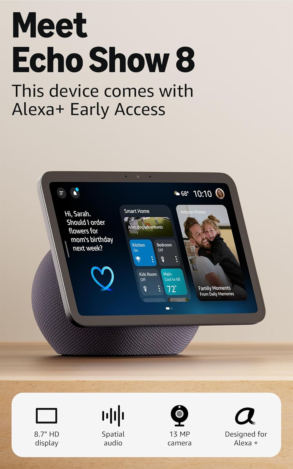 Amazon Echo Show 11 (newest model), Vibrant Full-HD 11" display with more viewing area and spatial audio, with Alexa+ Early Access, Graphite