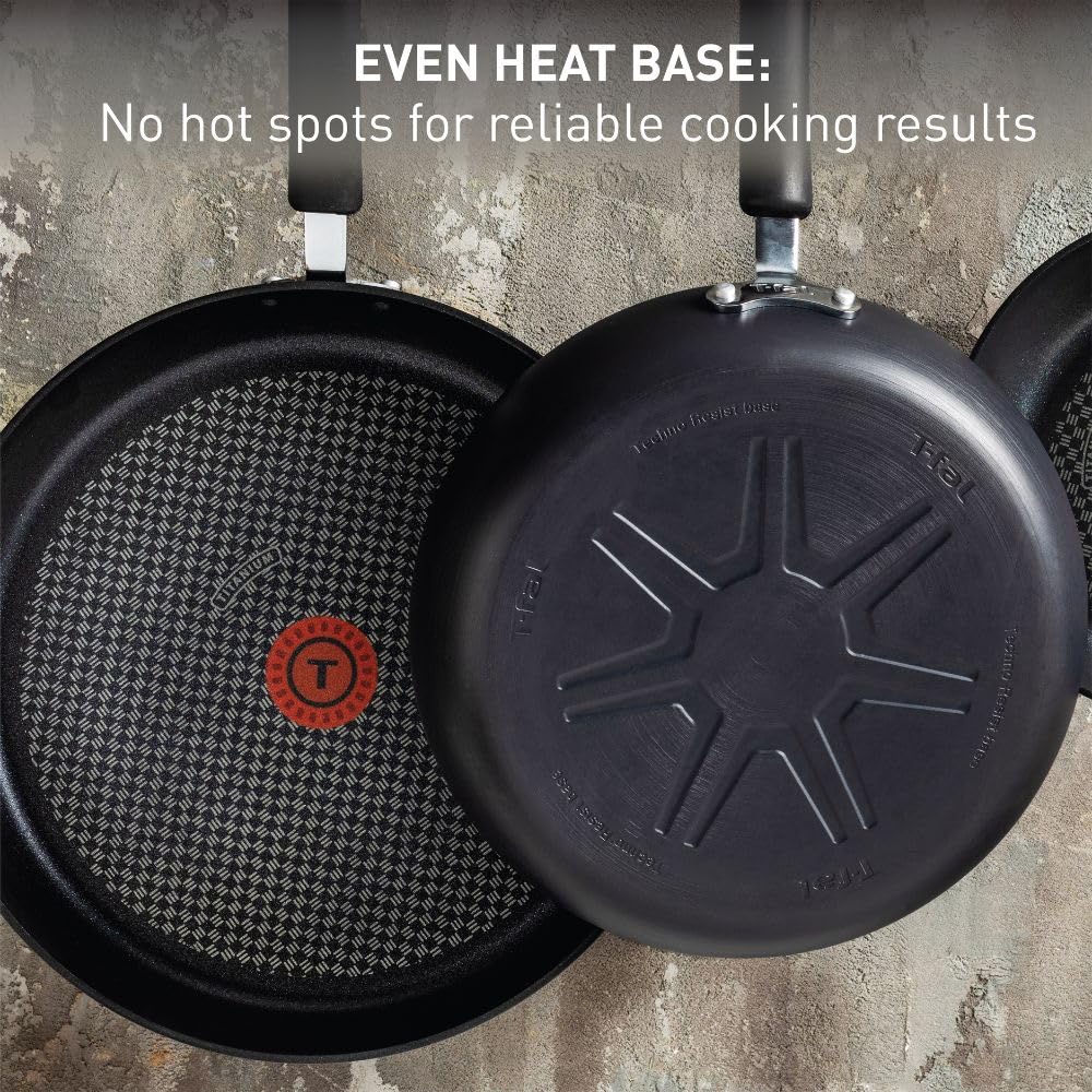 T-Fal Ultimate Hard Anodized Nonstick Cookware Set 17 Piece, Nonstick Pots and Pans Set with Fry Pan, Saucepans, Saute-Pan, Griddle, Dishwasher Safe, Black