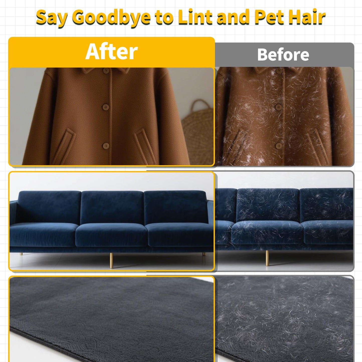 Pet Hair Removal Glove for Dogs & Cats, Newly Upgraded Reusable Electrostatic Pet Hair Gloves, Pet Hair Remover Tool for Clothing, Couch, Carpet, Car Seat