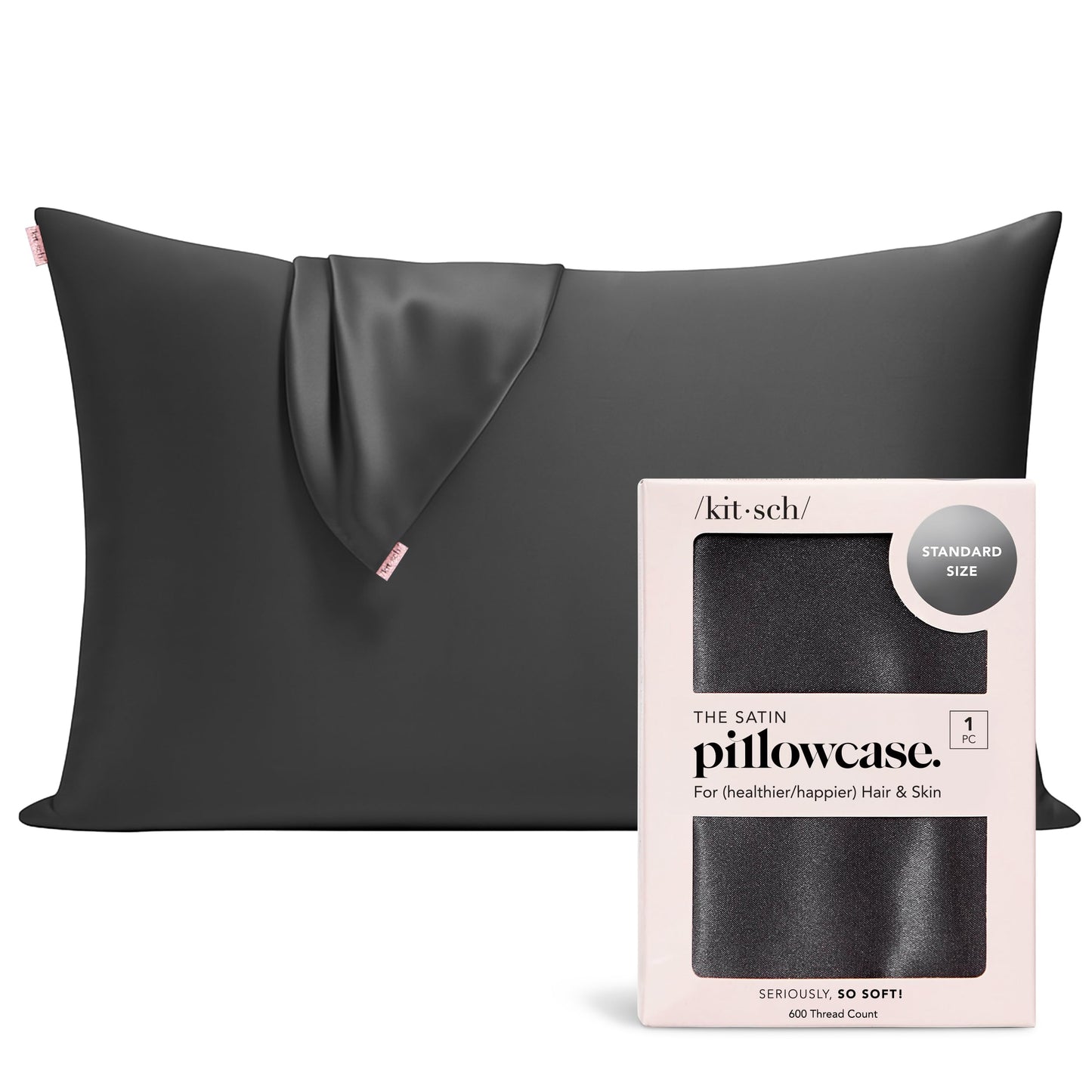 Kitsch Satin Pillowcase, Softer Than Silk Pillow Cases Queen, Cooling Pillow Covers, Satin Pillowcase w/Zipper for Hair, Skin & Quality Sleep, Wrinkle-Free & Smooth, Queen Size 19"x26", Cherry Print