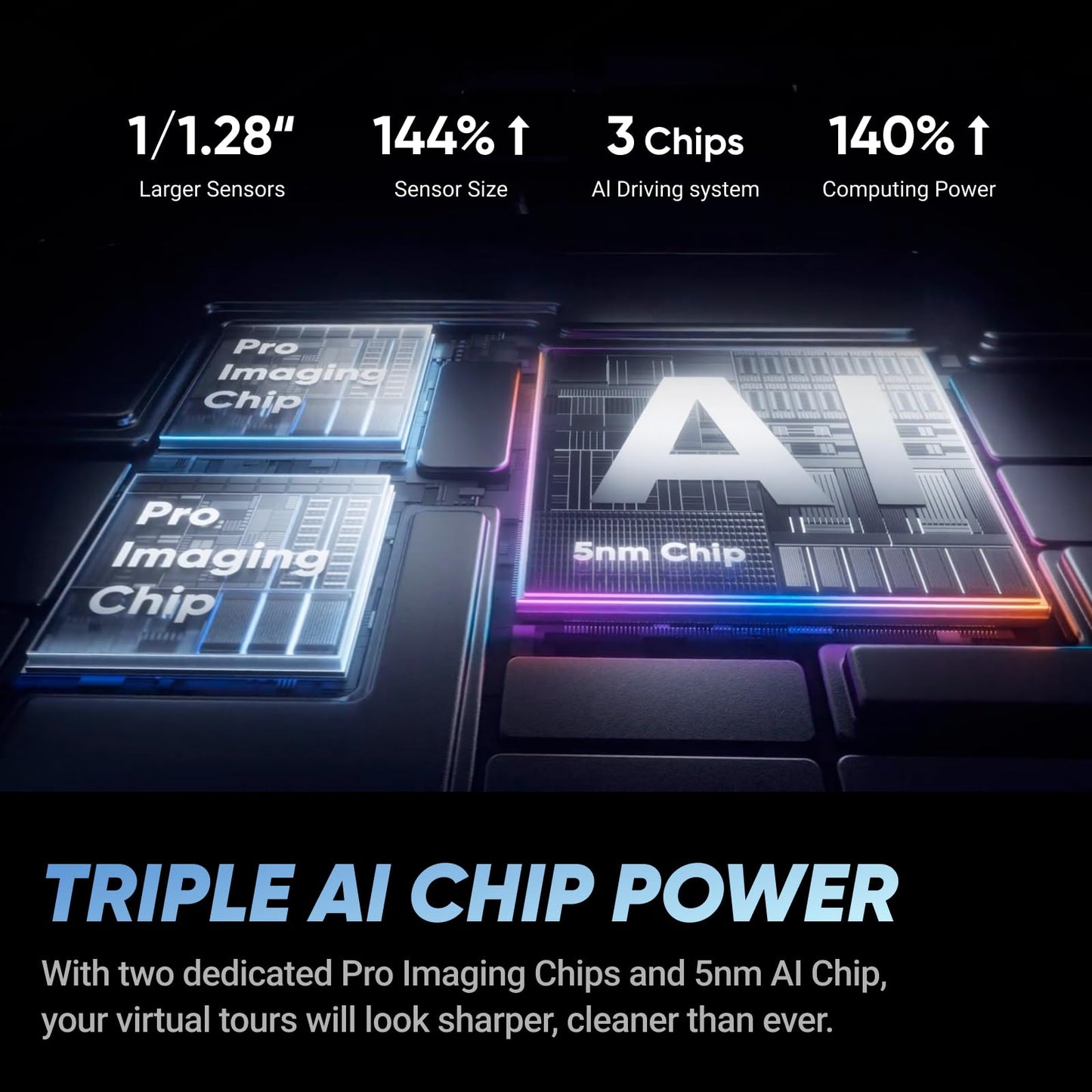 Insta360 X5 - Waterproof 8K 360° Action Camera, Leading Low Light, Invisible Selfie Stick Effect, Rugged and Replaceable Lens, 3-Hour Battery, Built-in Wind Guard, Stabilization, Triple AI Chip Design