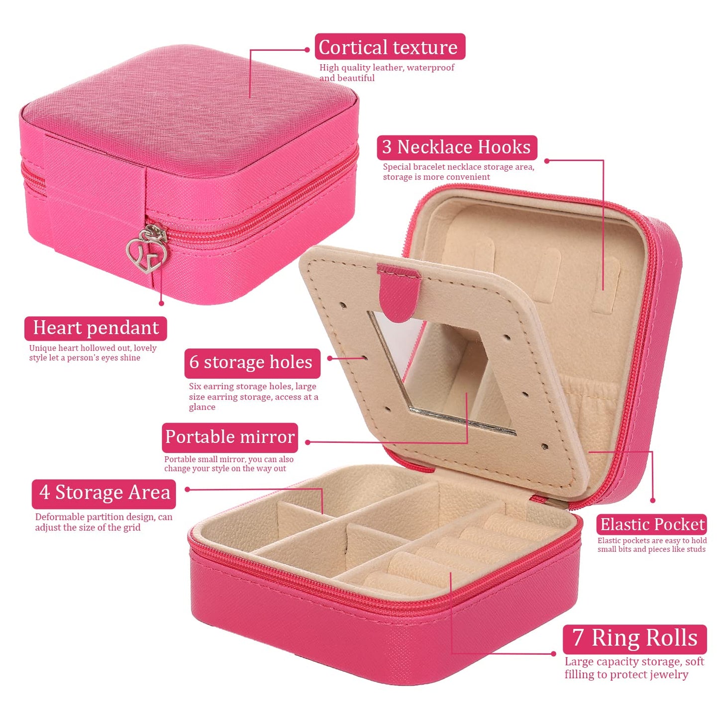 KElofoN Travel jewelry case Travel jewelry box Travel Jewelry Organizer Small box Gift for Girls Women with Mirror(Green)