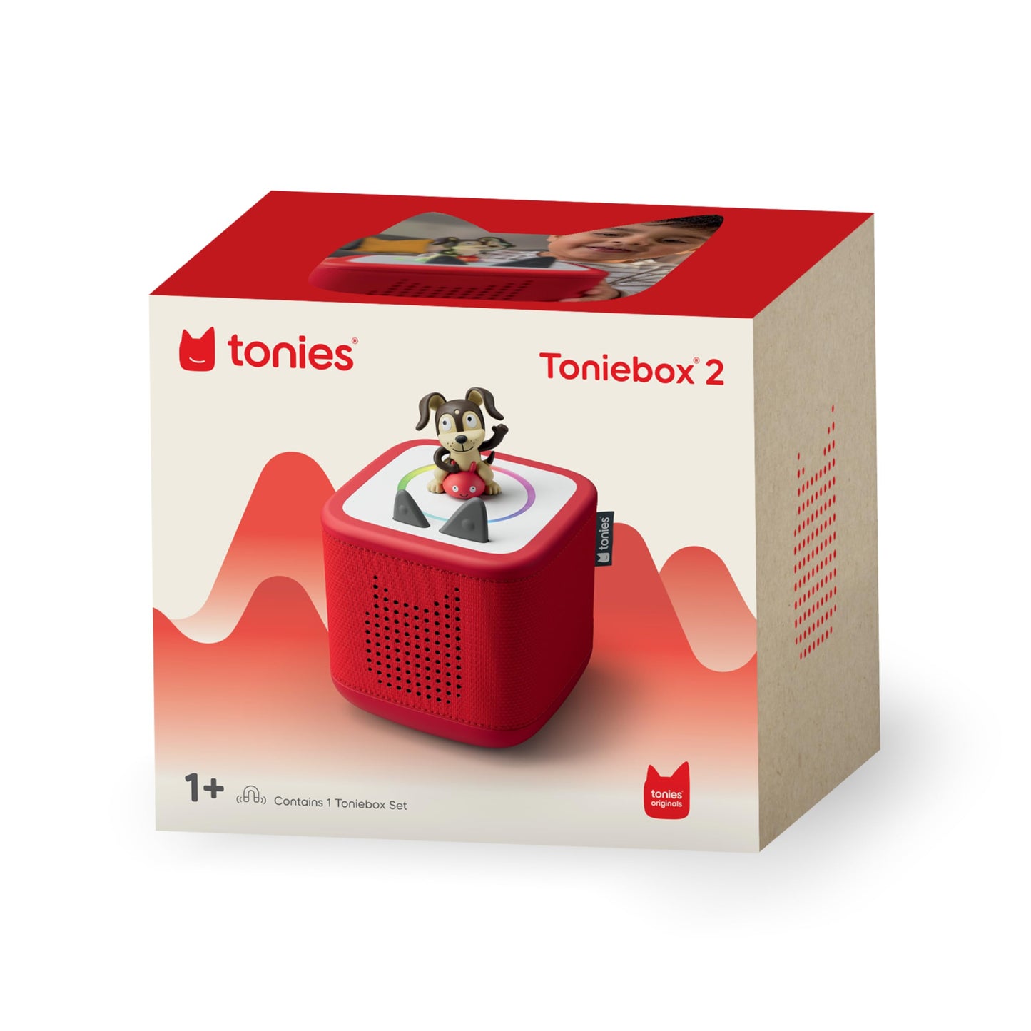 Toniebox 2 Audio Player Starter Set for Kids 1+ with Playtime Puppy - Sunset Red