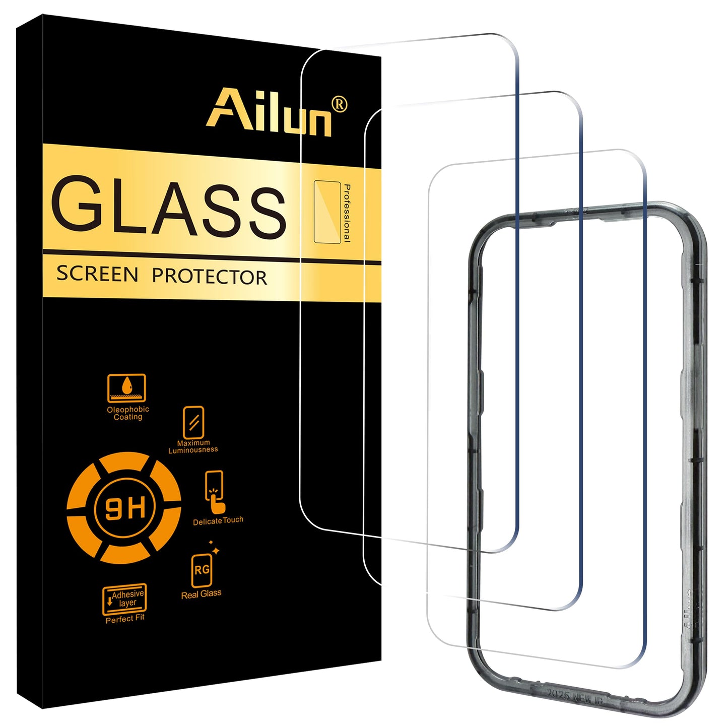 Ailun 3 Pack Screen Protector for iPhone 17 Pro Max [6.9 inch] with Installation Frame, Tempered Glass, Sensor Protection, Dynamic Island Compatible, Case Friendly