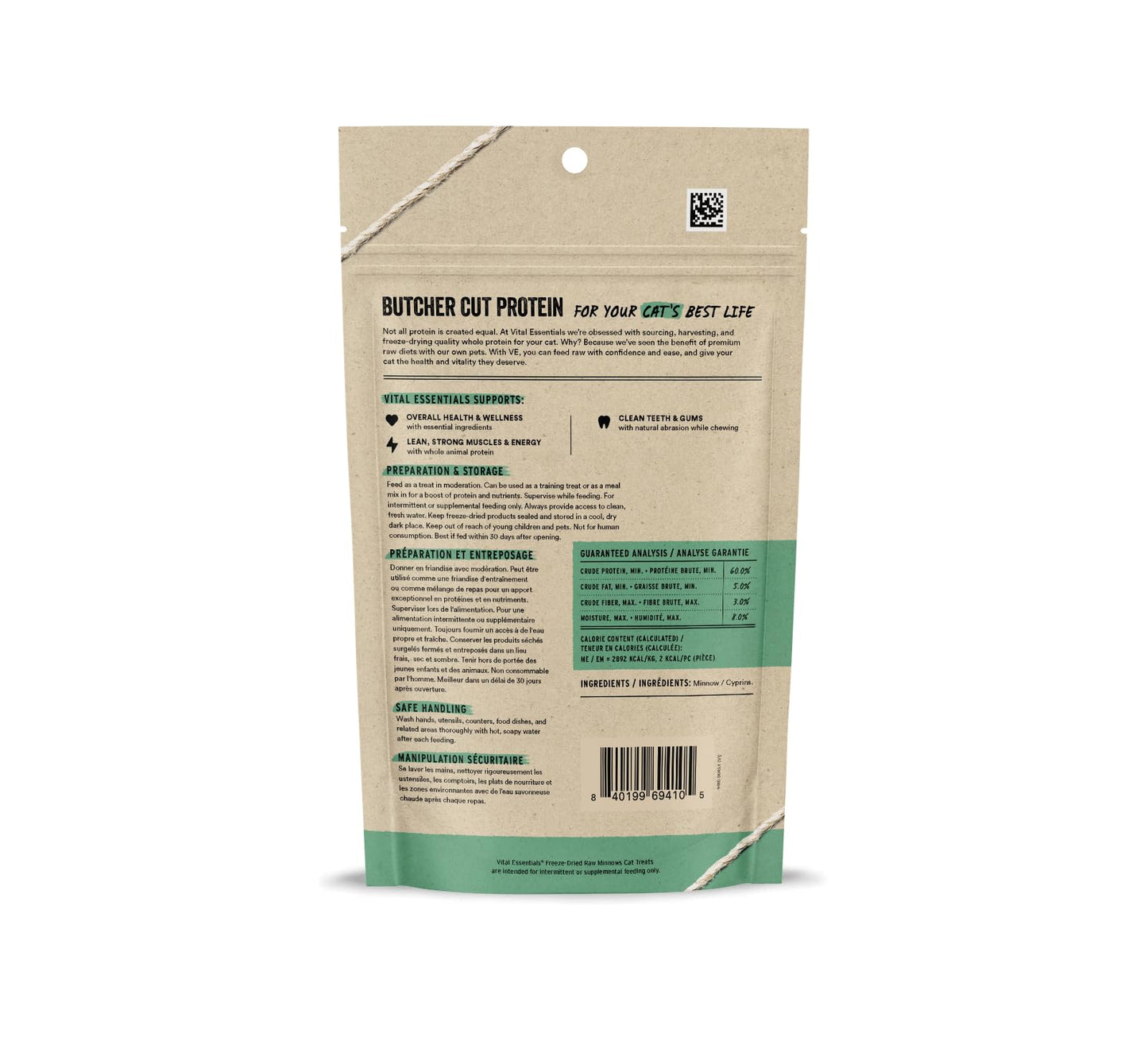 Vital Essentials Minnows Cat Treats, 0.5 oz | Freeze-Dried Raw | Single Ingredient | Grain Free, Gluten Free, Filler Free