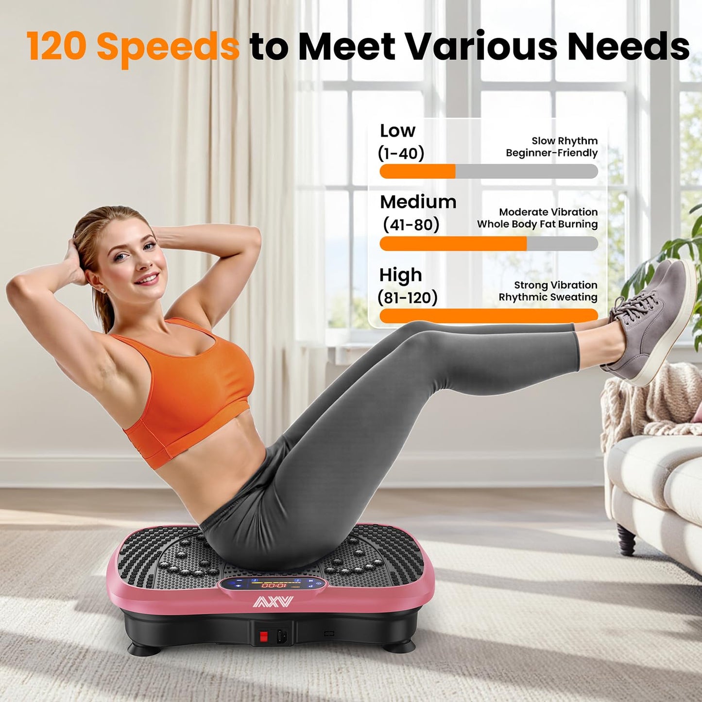 AXV Vibration Plate Fitness Platform Exercise Machine Vibrating Shaking Full Body Shaker Workout Vibrate Stand Shake Board Sport Gym for Weight Loss Fat Burner for Women Men