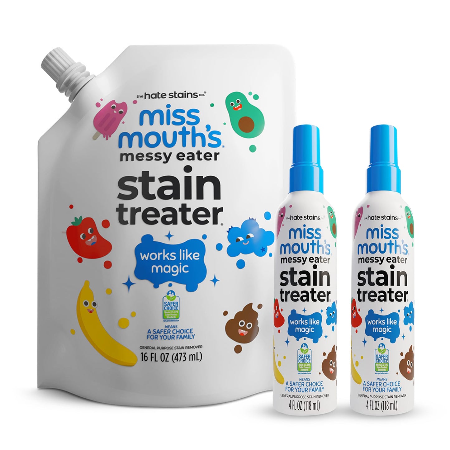 Miss Mouth's Messy Eater Stain Treater - 32oz Refill - Newborn & Baby Essentials - No Dry Cleaning Food, Grease, Coffee Off Laundry, Underwear, Fabric