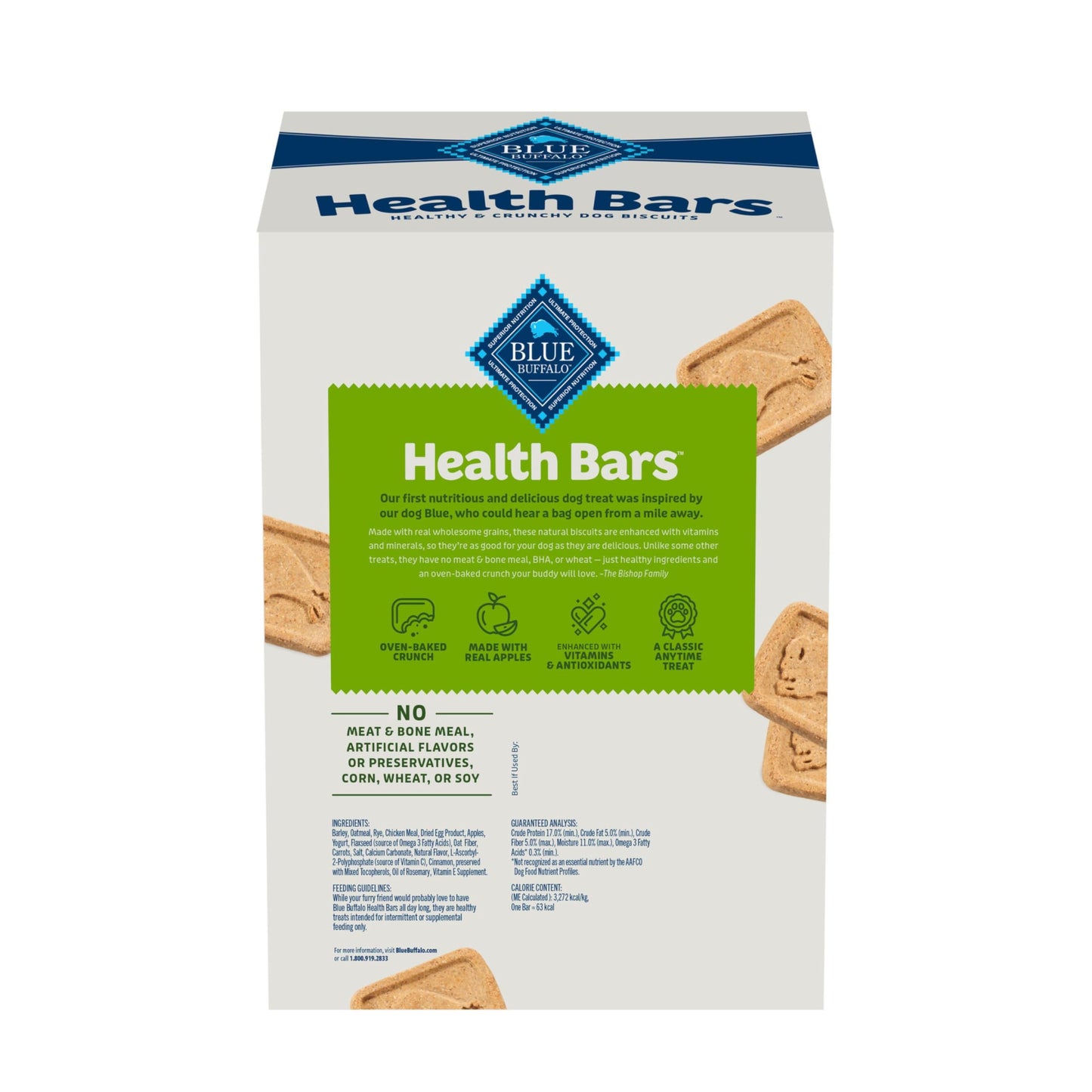 Blue Buffalo Health Bars Crunchy Dog Biscuits, Oven-Baked With Natural Ingredients, Pumpkin & Cinnamon, 16-oz Bag