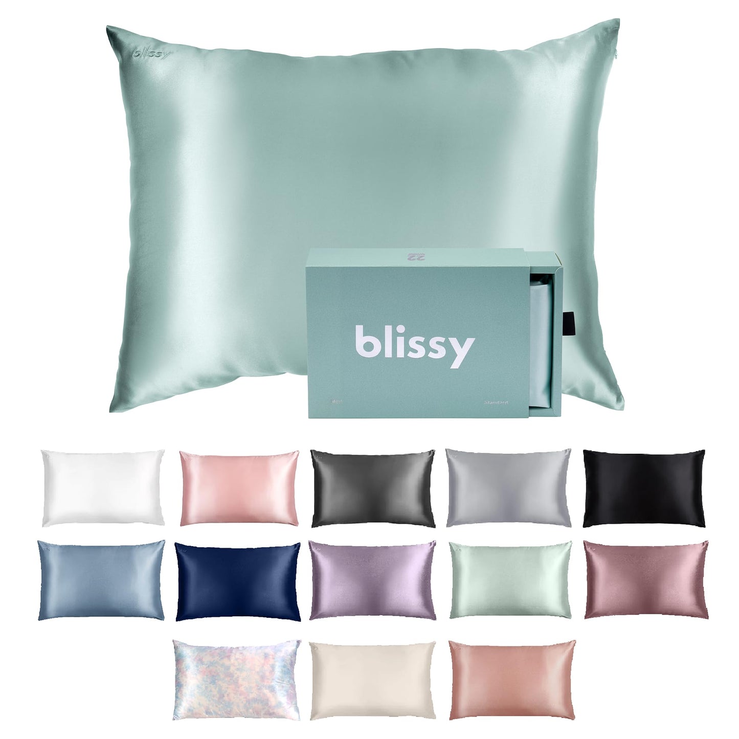 Blissy Silk Pillowcase - 100% Pure Mulberry Silk - 22 Momme 6A High-Grade Fibers - Silk Pillow Cover for Hair & Skin - Regular, Queen & King (Blissy White, Standard)