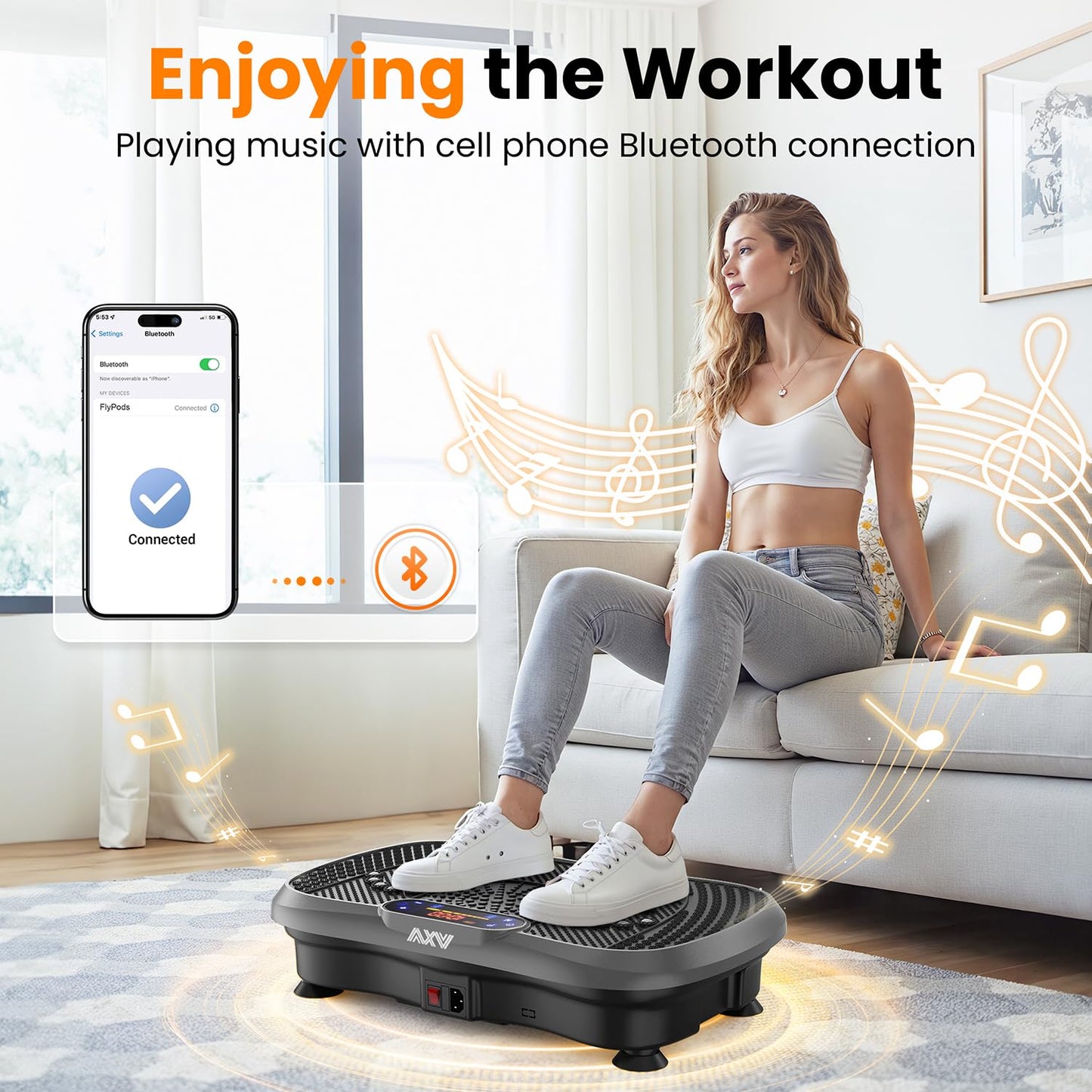 AXV Vibration Plate Fitness Platform Exercise Machine Vibrating Shaking Full Body Shaker Workout Vibrate Stand Shake Board Sport Gym for Weight Loss Fat Burner for Women Men