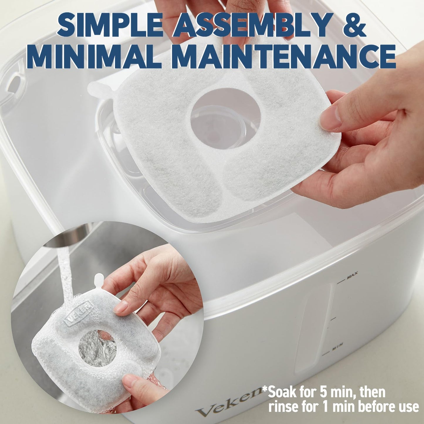 Veken Cat Water Fountain Filters, 8 Pack Replacement Filters & 8 Pack Replacement Pre-Filter Sponges Set for 50oz, 84oz, 95oz or 108oz Automatic Pet Fountain Dog Water Dispenser