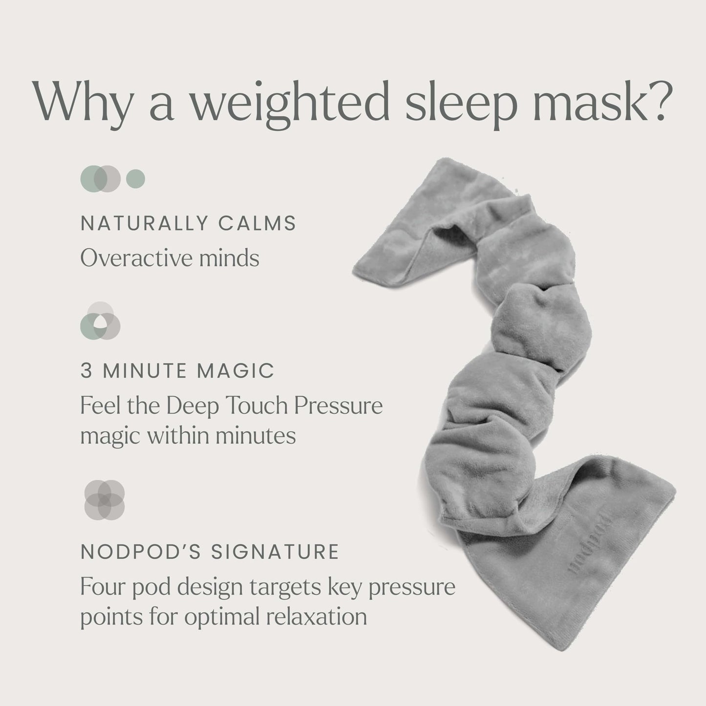 Nodpod Gentle Pressure Sleep Mask | Patented Light Blocking Design for Sleeping, Traveling & Relaxation - Black Onyx
