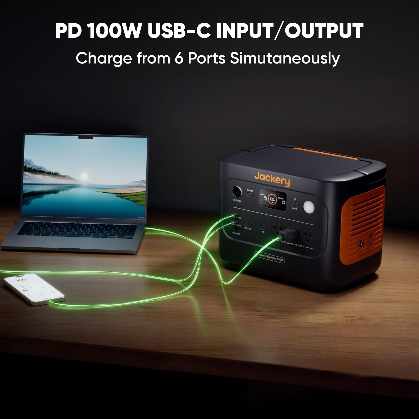 Jackery Explorer 1000 v2 Portable Power Station,1070Wh LiFePO4 Battery,1500W AC/100W USB-C Output, 1 Hr Fast Charge, Solar Generator for Camping,Emergency, RV, Off-Grid Living(Solar Panel Optional)