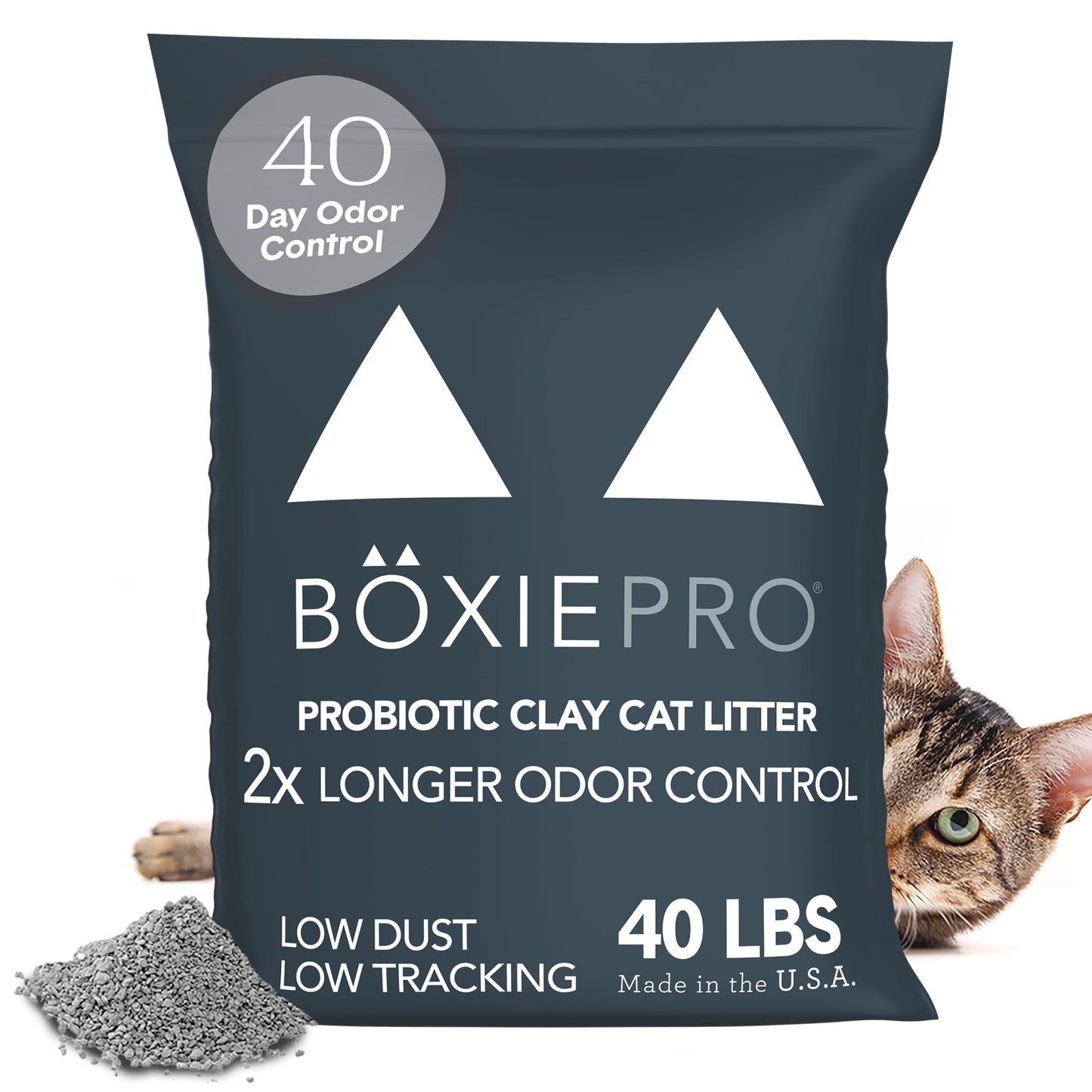 Boxie Probiotic Cat Litter, 40 Day Odor Control, Clumping Clay Kitty Litter, Odor Eliminating Probiotics, Dust-Free, No Fragrances No Fillers, 16 lb