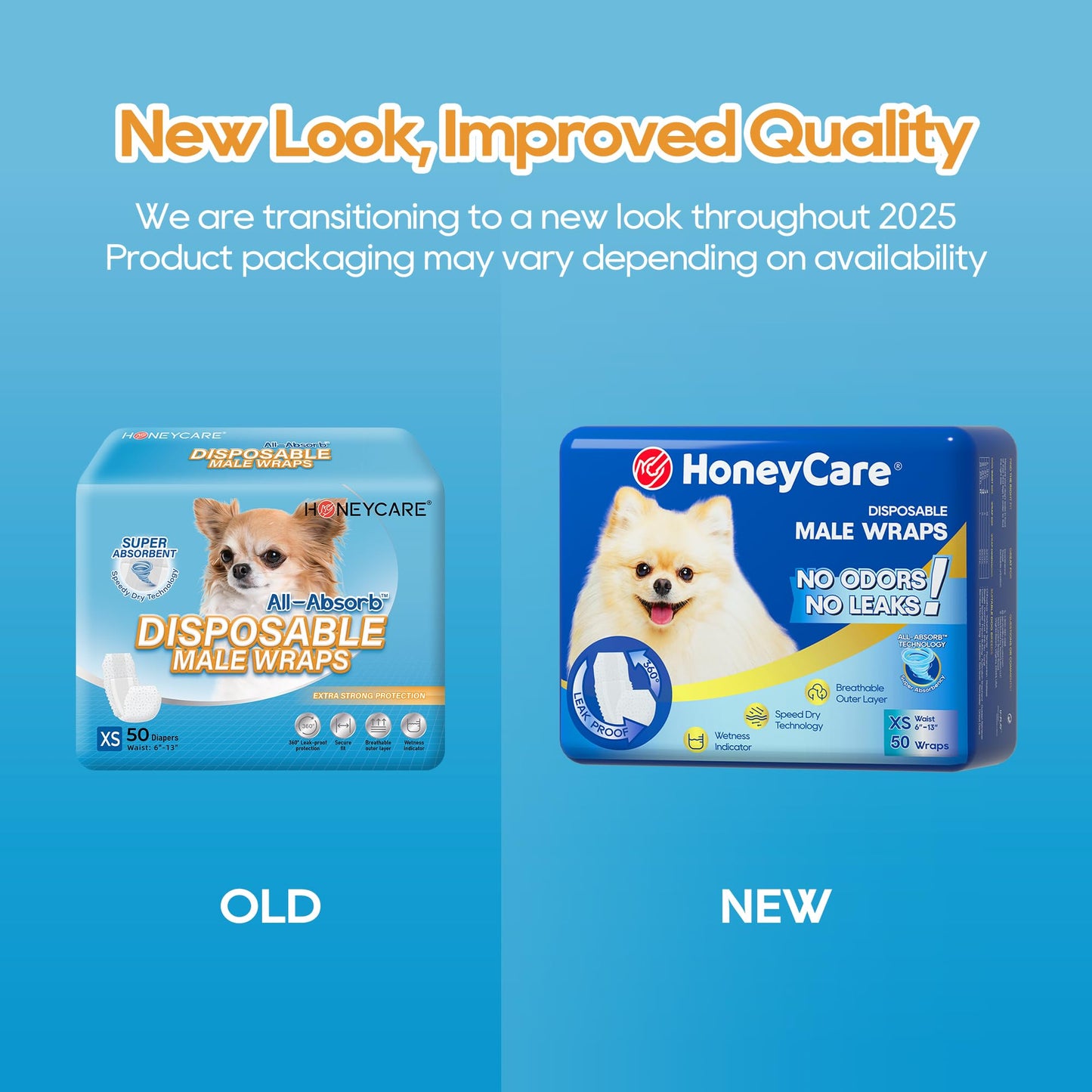 HONEY CARE All-Absorb A26 Male Dog Wrap, 50 Count, Small