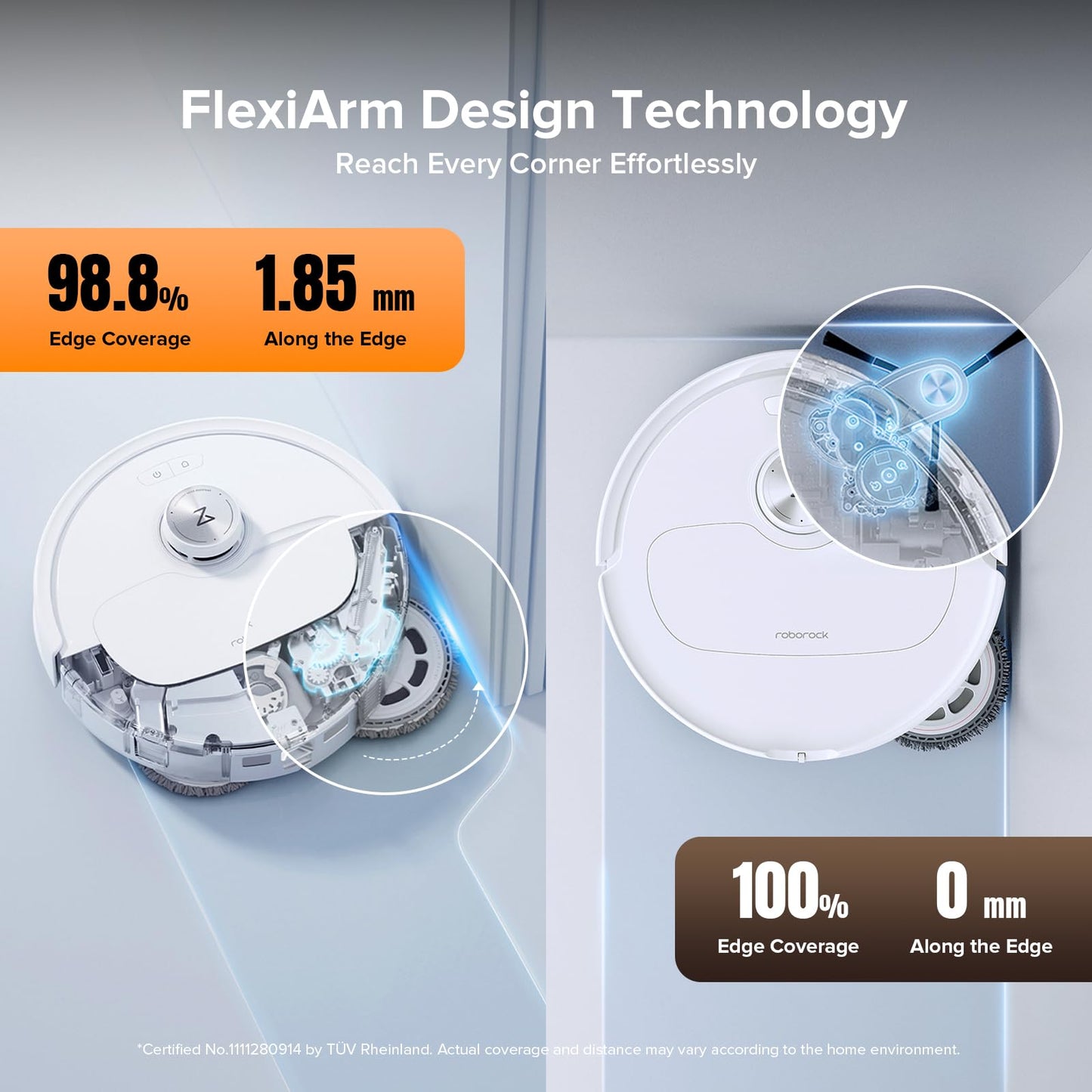 Roborock Qrevo Edge S5A Robot Vacuum and Mop, 18,500Pa, Zero-Tangling, DuoDivide Main Brush, FlexiArm Side Brush, Hot Water Mop Washing & Self-Cleaning, Warm Air Drying, Self-Emptying, Black