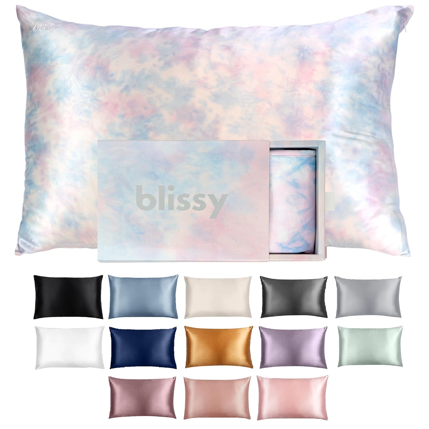 Blissy Silk Pillowcase - 100% Pure Mulberry Silk - 22 Momme 6A High-Grade Fibers - Silk Pillow Cover for Hair & Skin - Regular, Queen & King (Blissy White, Standard)