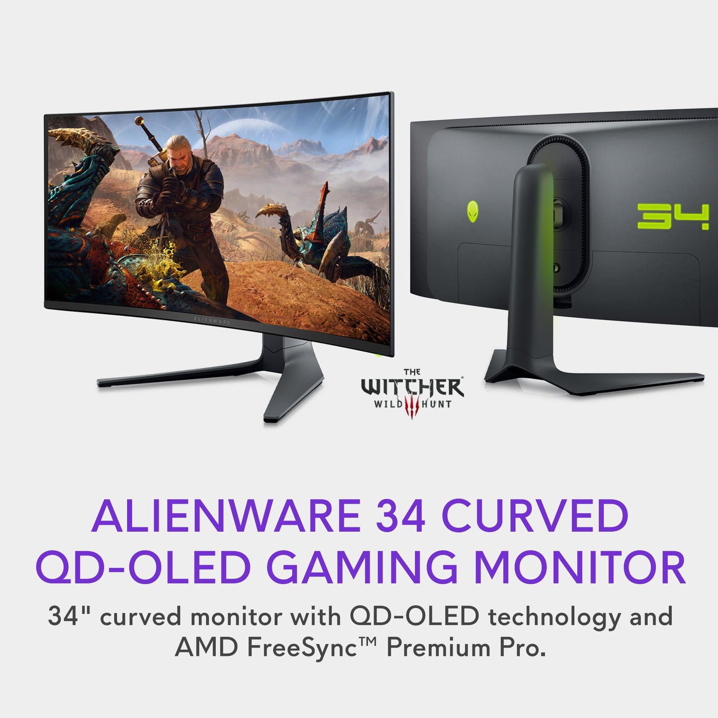 Alienware AW3423DWF Curved QD-OLED Gaming Monitor - 34-inch Quantum Dot OLED 0.1Ms 165Hz 21:9 Curved Display, 99.3% DCI-P3 Color Gamut, VESA DisplayHDR True Black 400, AMD FreeSync Premium Pro - Black