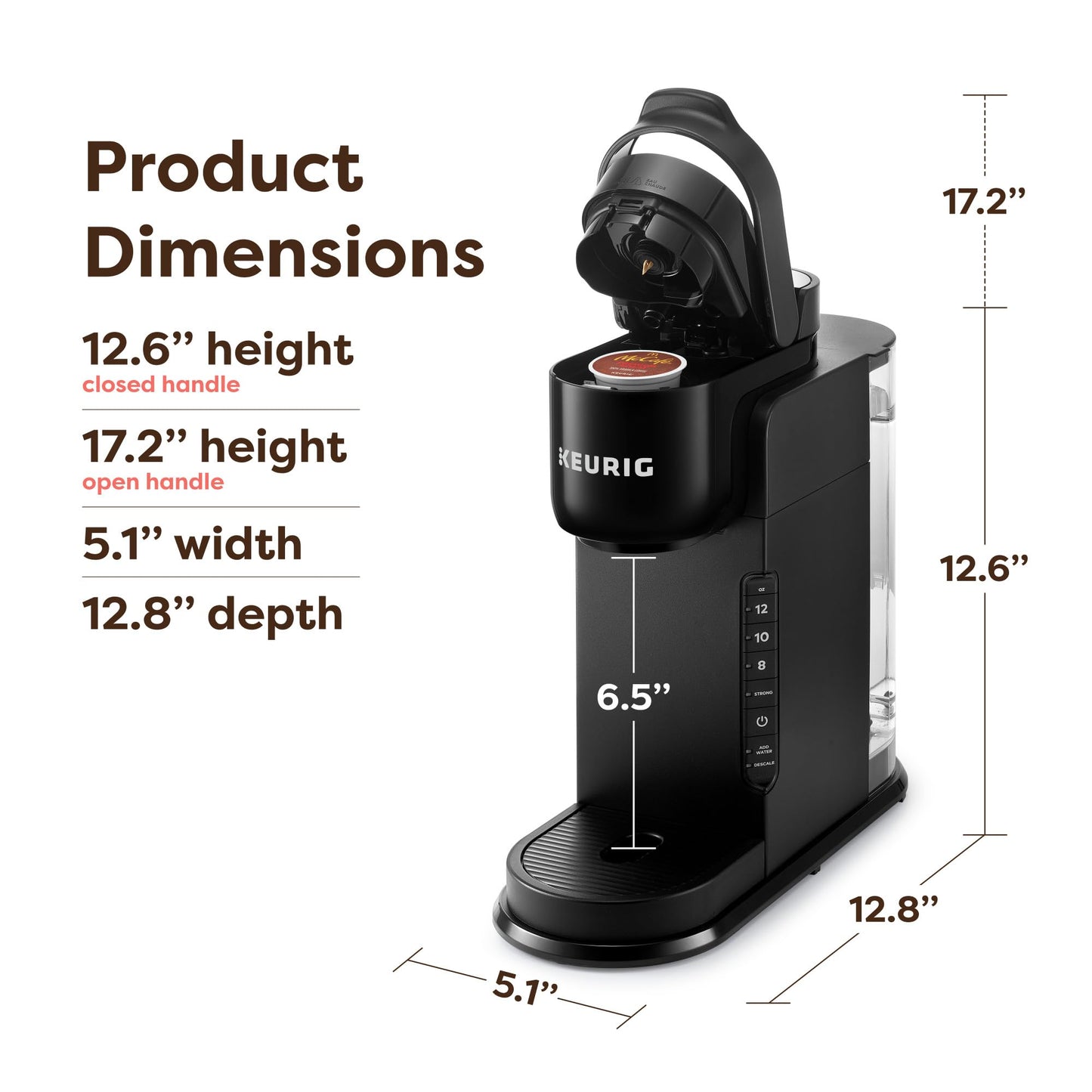 Keurig K-Express Single Serve K-Cup Pod Coffee Maker, 3 Brew Sizes, Strong Button Feature, 42oz Removable Reservoir, Black