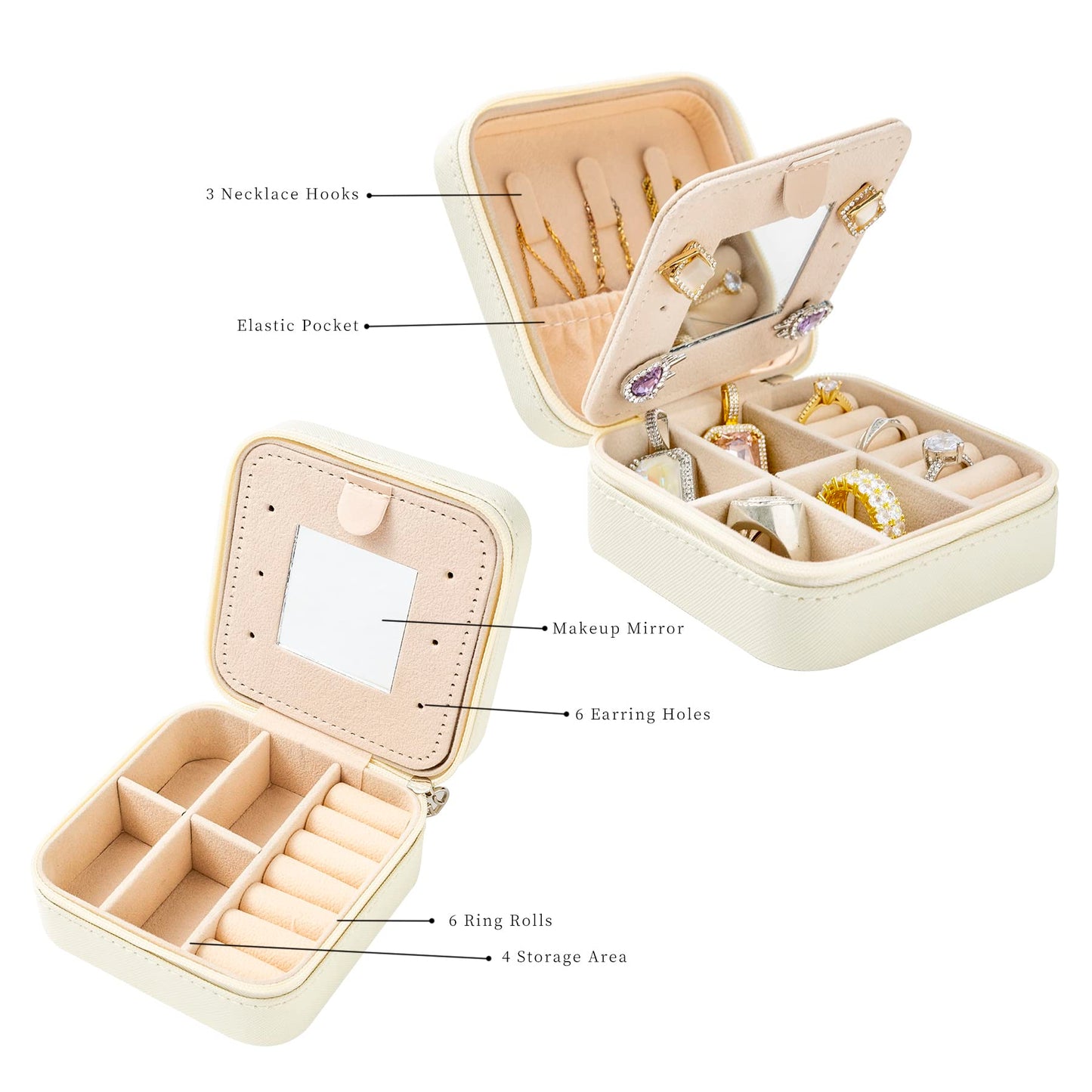 KElofoN Travel jewelry case Travel jewelry box Travel Jewelry Organizer Small box Gift for Girls Women with Mirror(Green)