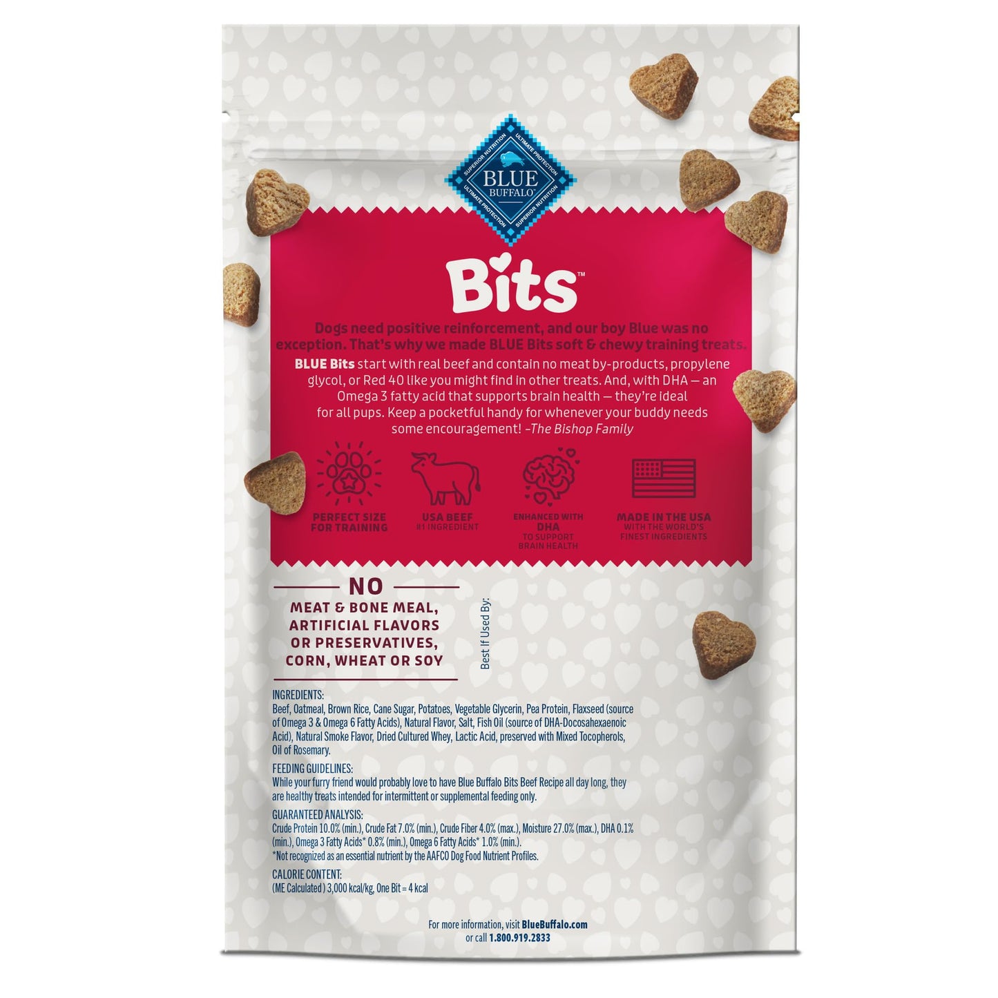 Blue Buffalo Bits Soft Dog Treats for Training, Made With Natural Ingredients & Enhanced with DHA, Chicken Recipe, 19-oz Bag