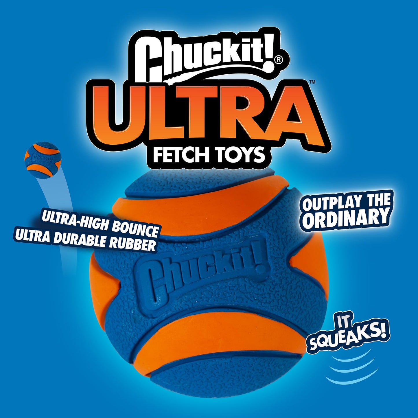 Chuckit! Ultra Ball Dog Toy - Medium Bouncy Fetch Balls For Dogs 20-60 lbs - Made from Durable Rubber - Floating Water Pet Toys - Size Medium - 2.5-inch Diameter - Pack of 2