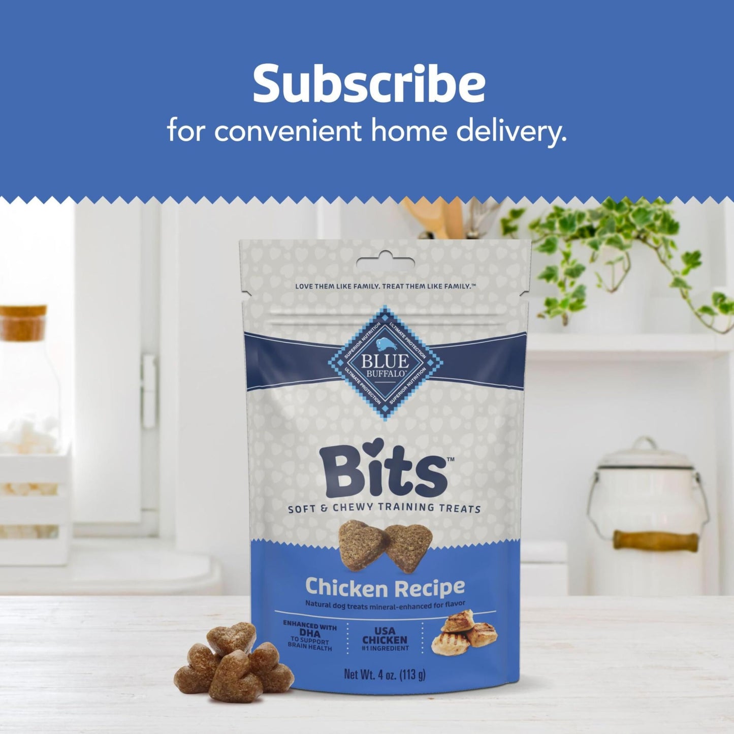 Blue Buffalo Bits Soft Dog Treats for Training, Made With Natural Ingredients & Enhanced with DHA, Chicken Recipe, 19-oz Bag