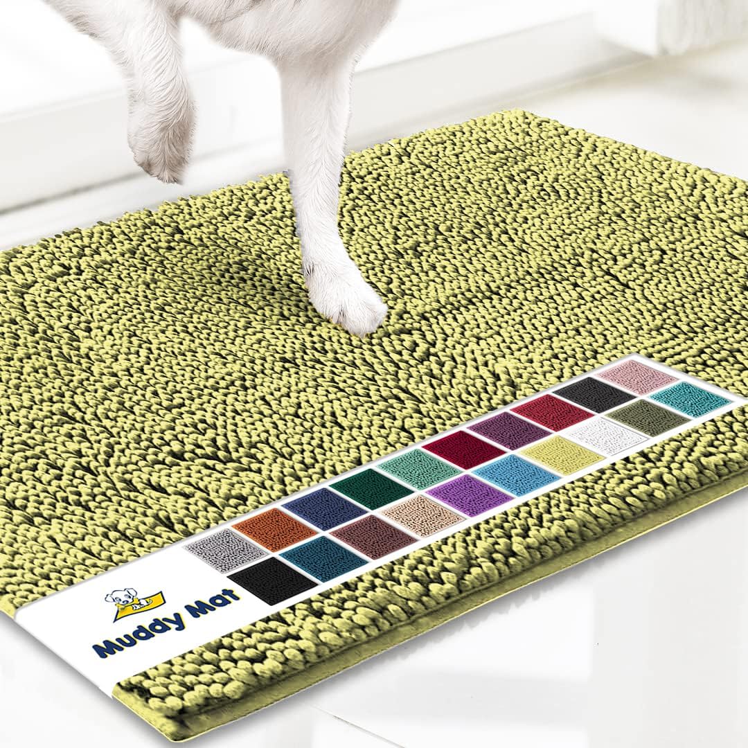 Muddy Mat® Shown on TV Super Absorbent Microfiber Dog Door Mat for Muddy Paws, Non-Slip Washable Pet Rug, Quick Dry Chenille Entryway Carpet, Machine Washable Indoor Outdoor mat, Grey 30"x19"