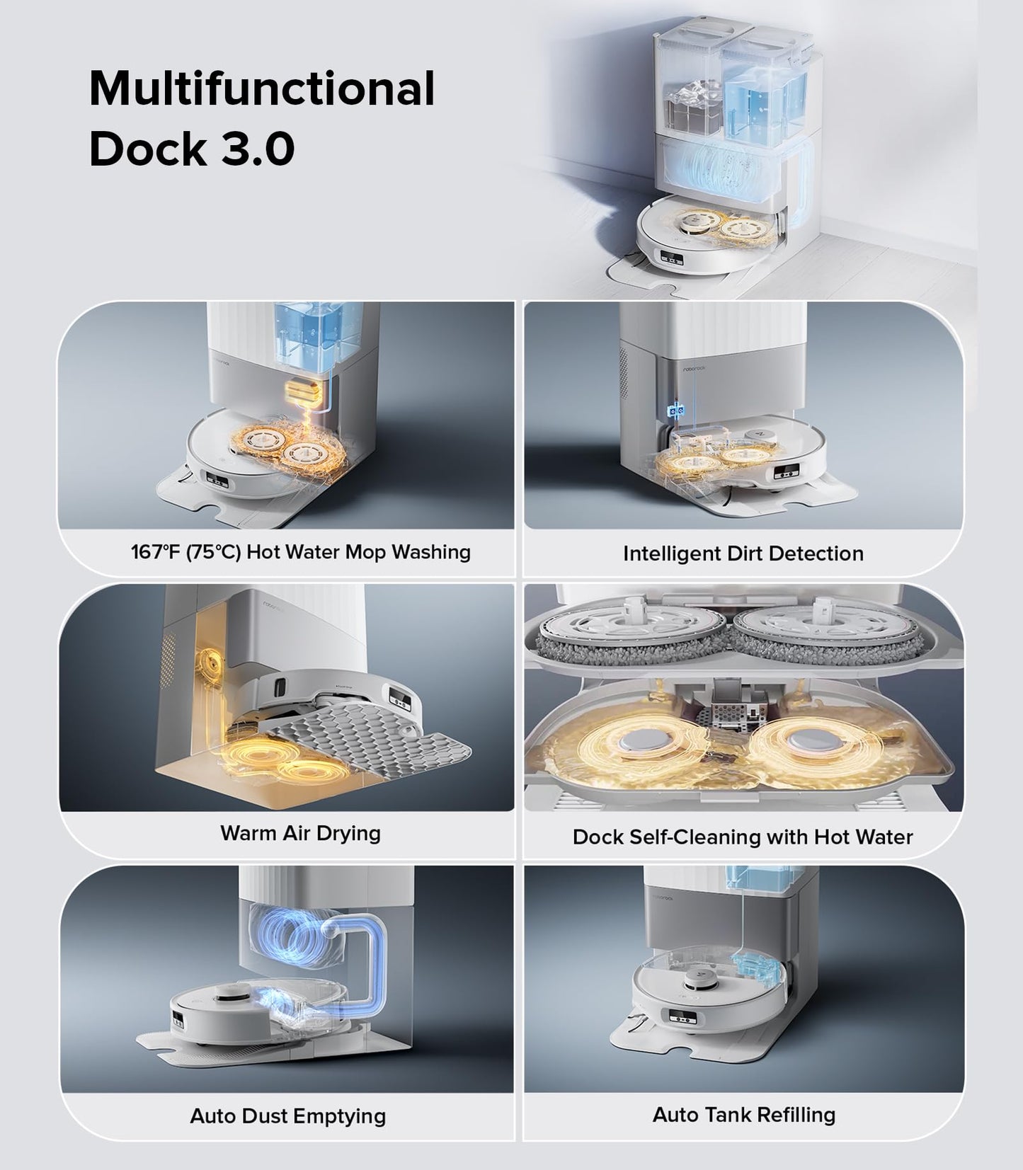 Roborock Qrevo Edge S5A Robot Vacuum and Mop, 18,500Pa, Zero-Tangling, DuoDivide Main Brush, FlexiArm Side Brush, Hot Water Mop Washing & Self-Cleaning, Warm Air Drying, Self-Emptying, Black