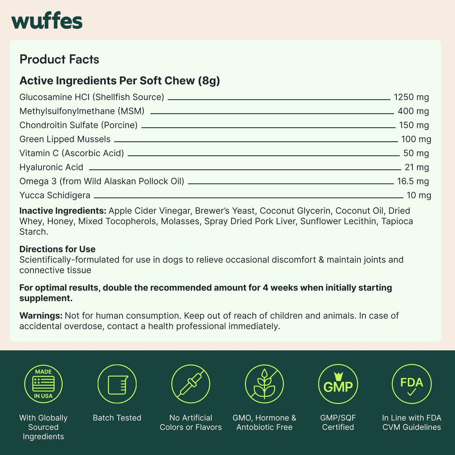 Wuffes Chewable Dog Hip & Joint Supplement - Glucosamine & Chondroitin Chews - Dog Joint Supplements & Vitamins - Extended Joint Care (Large Breed (Over 65 lbs), 90 Chews (Pack of 3))
