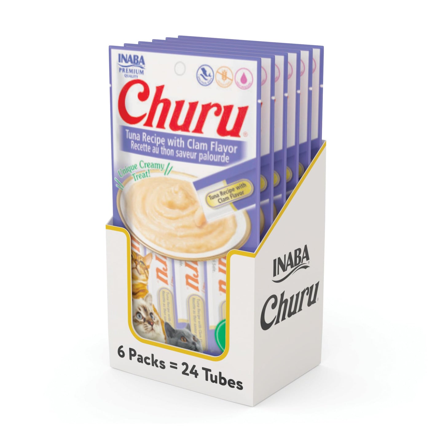 INABA Churu Cat Treats, Grain-Free, Lickable, Squeezable Creamy Purée Cat Treat/Topper, 60 Servings, Chicken Variety Box