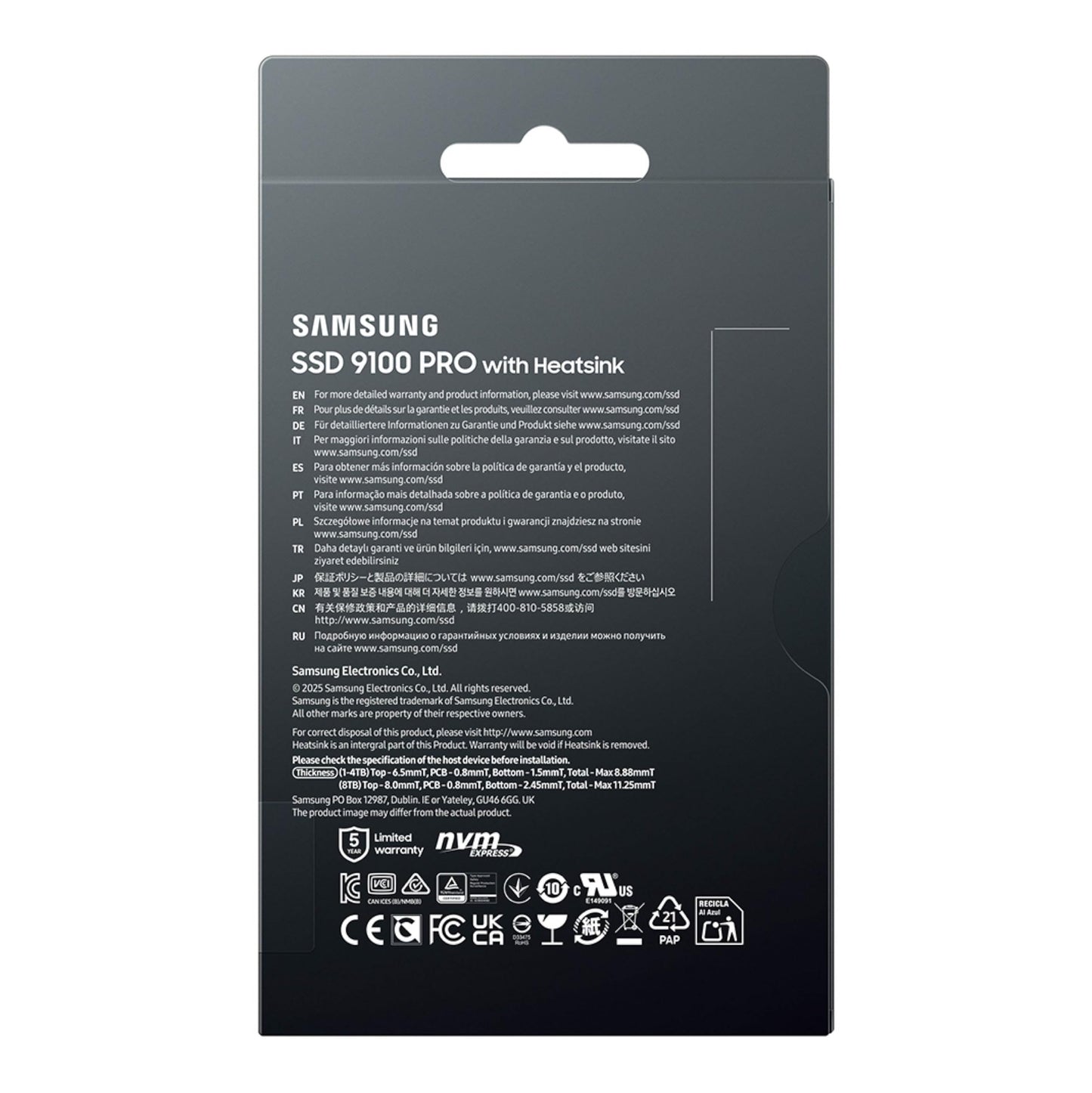 Samsung SSD 9100 PRO 4TB, PCIe 5.0x4 M.2 2280, Seq. Read Speeds Up to 14,800MB/s, Best for AI Computing, Gaming, and Heavy Duty Workstations (MZ VAP4T0B/AM)