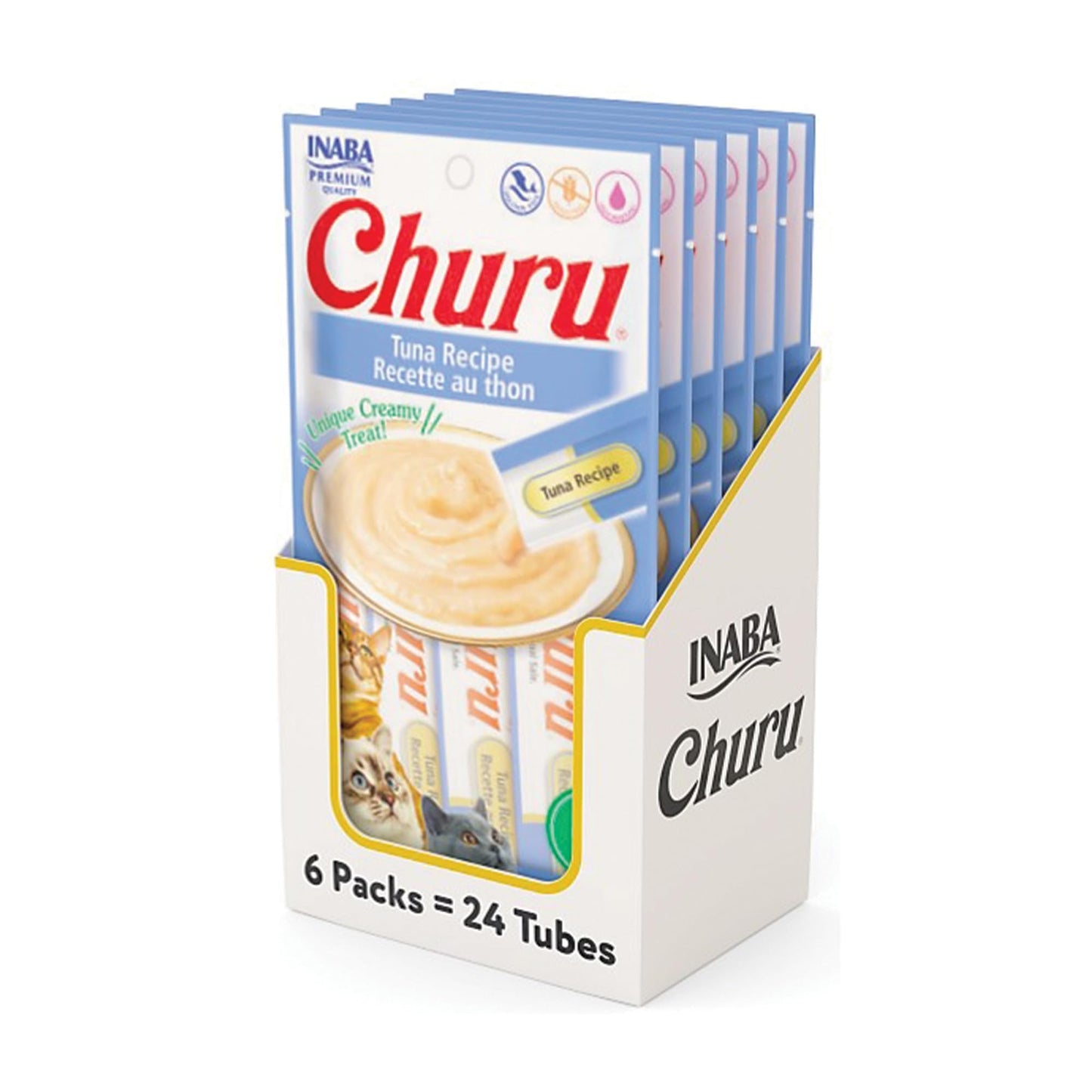 INABA Churu Cat Treats, Grain-Free, Lickable, Squeezable Creamy Purée Cat Treat/Topper, 60 Servings, Chicken Variety Box